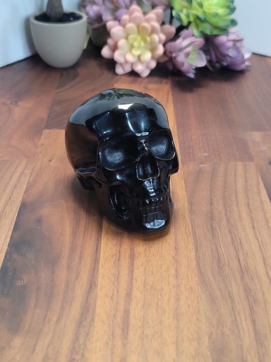 Black Obsidian Skull Carving | A | 3 Inches | Black | One of a Kind