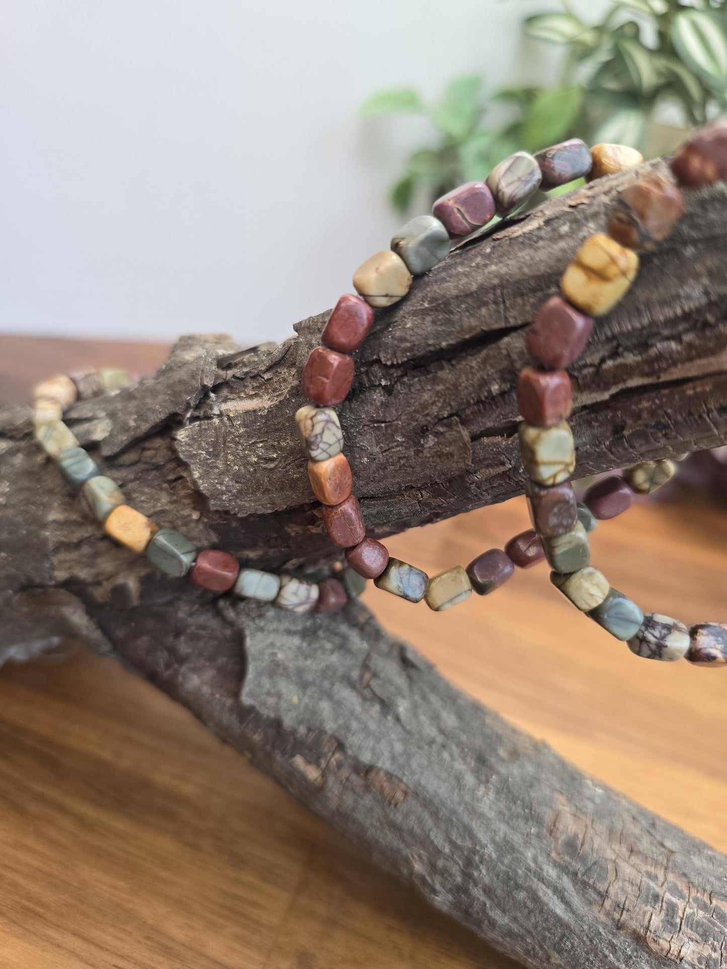 Red Picasso Jasper | 5-8MM Crystal Nugget Bracelet | Fall Leaf Colors Green, Red, Yellow | Autumn Harvet Crystal Confetti Add On | Intuitive