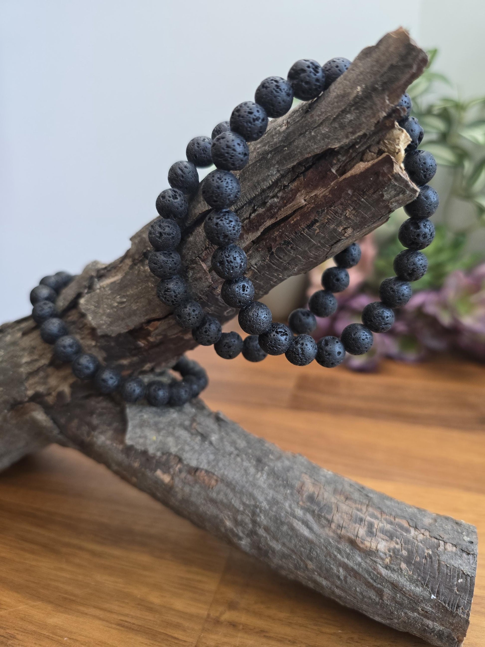 Lava Stone | 8MM Crystal Bracelet | Aromatherapy or Essential Oil Jewelry | Black Lava Stone Stretch Bracelets | Gift for Men | Intuitive