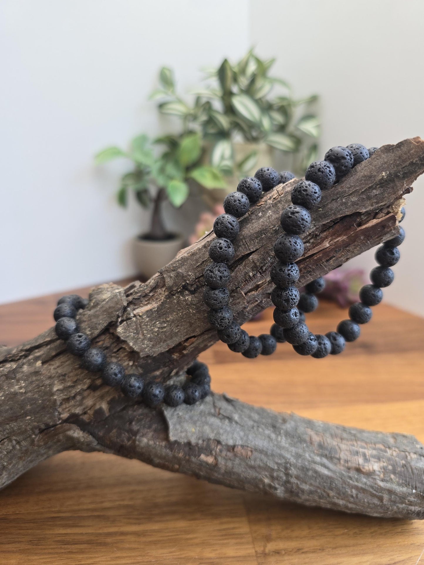 Lava Stone | 8MM Crystal Bracelet | Aromatherapy or Essential Oil Jewelry | Black Lava Stone Stretch Bracelets | Gift for Men | Intuitive