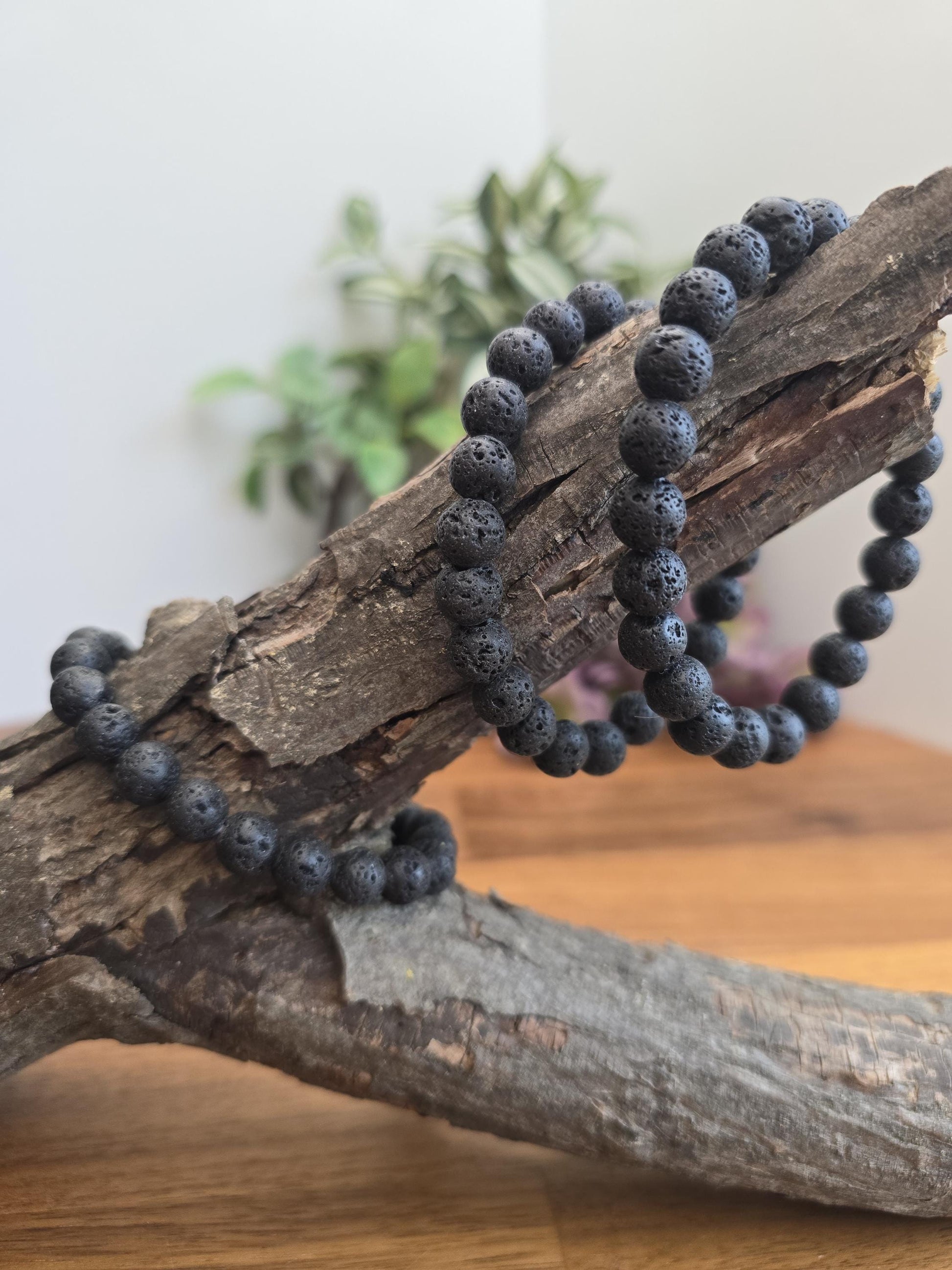 Lava Stone | 8MM Crystal Bracelet | Aromatherapy or Essential Oil Jewelry | Black Lava Stone Stretch Bracelets | Gift for Men | Intuitive