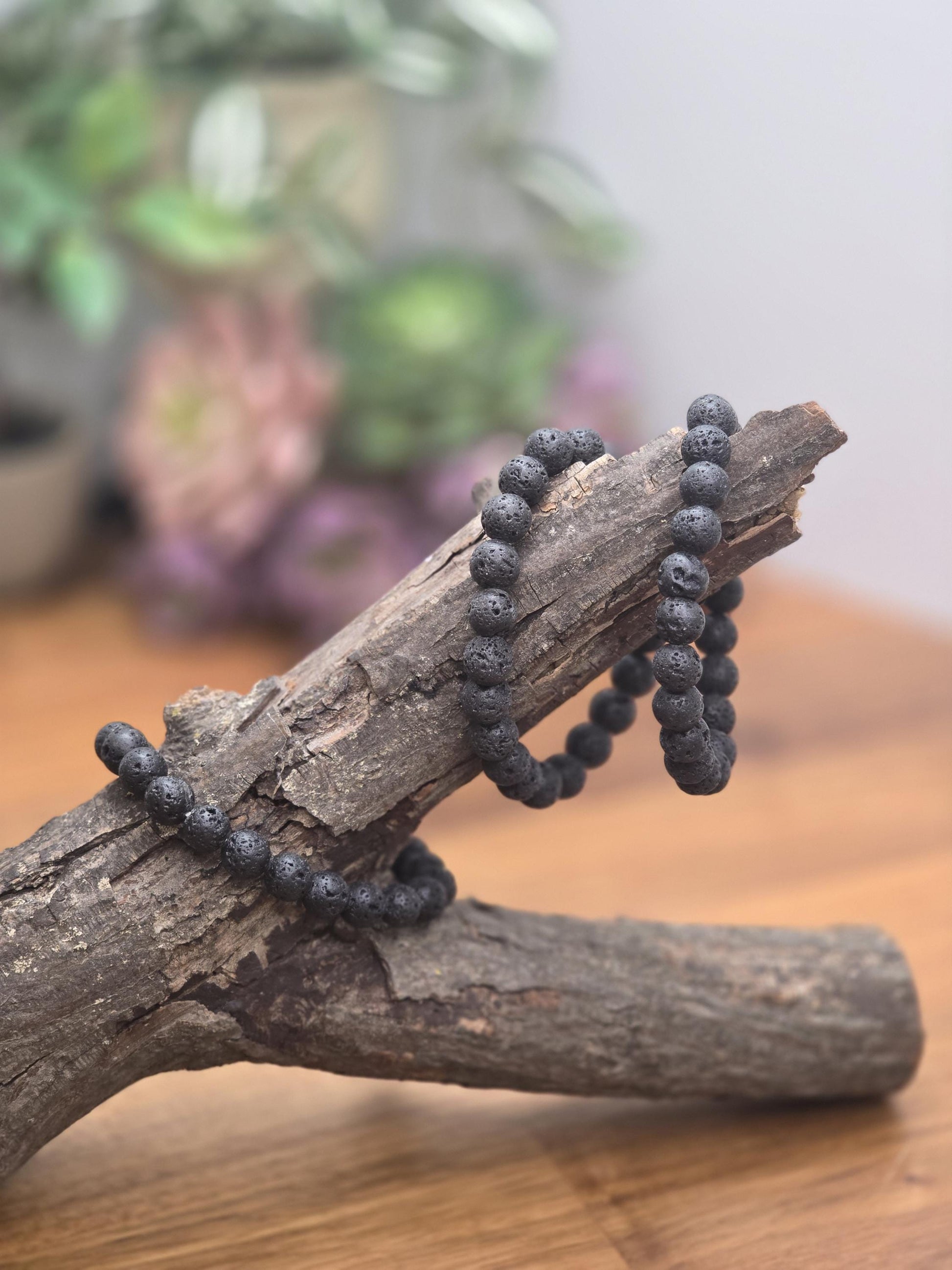 Lava Stone | 8MM Crystal Bracelet | Aromatherapy or Essential Oil Jewelry | Black Lava Stone Stretch Bracelets | Gift for Men | Intuitive