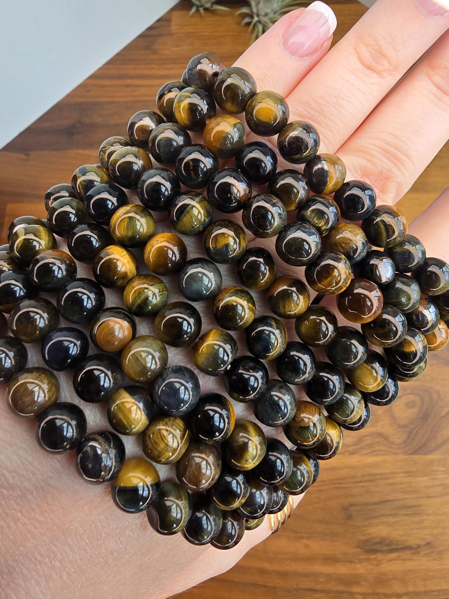 Blue & Yellow Tiger Eye | 8MM Crystal Bracelet | Mixed Tigerseye Beads | Gifts for Men or Teens | Intuitively Chosen