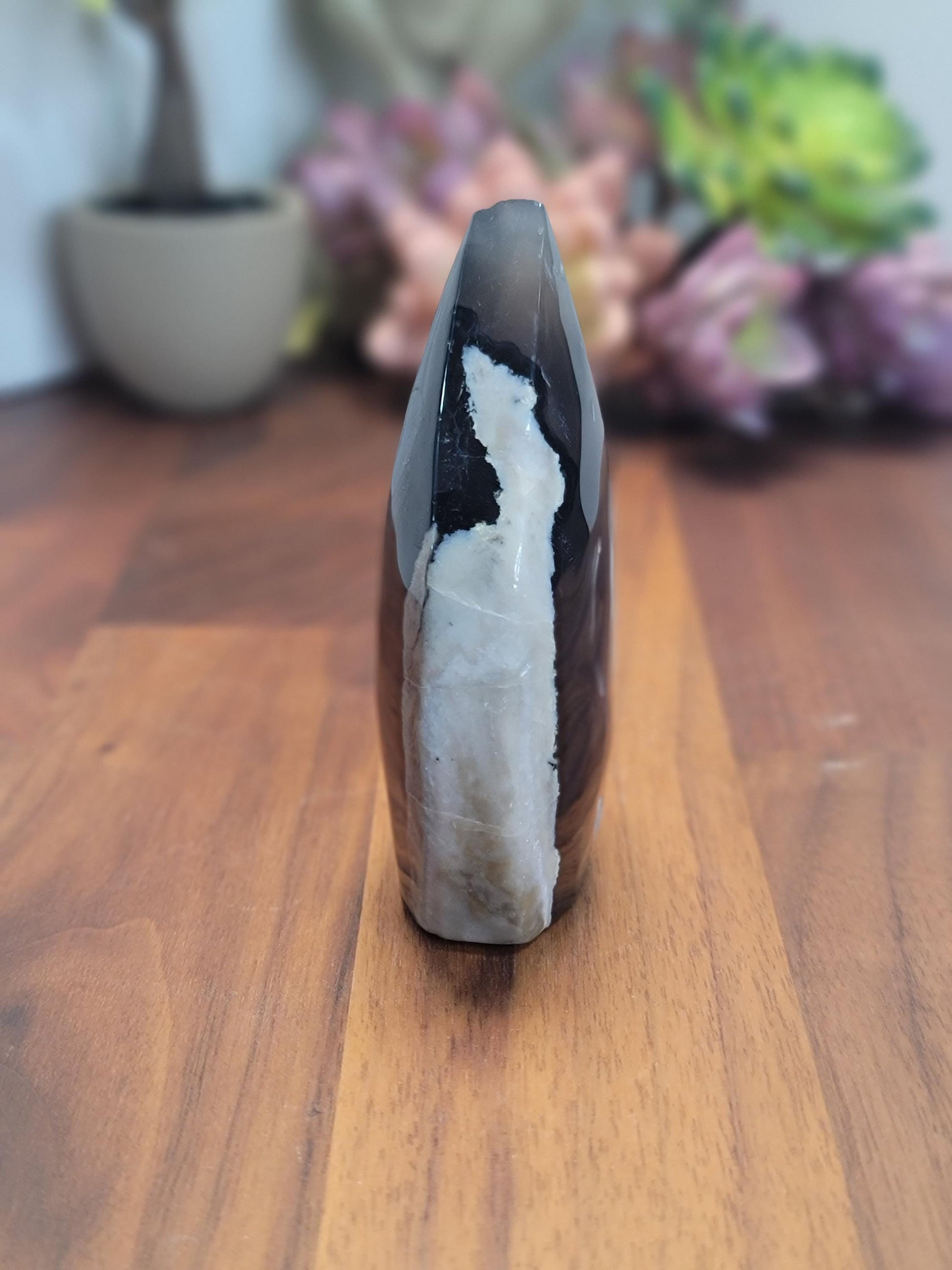 Volcano Agate Teardrop | Aliah | Black Crystal Flame | Green UV Reaction | Cool Freeform Volcanic Rock | 3.5" | Geology | One of a Kind