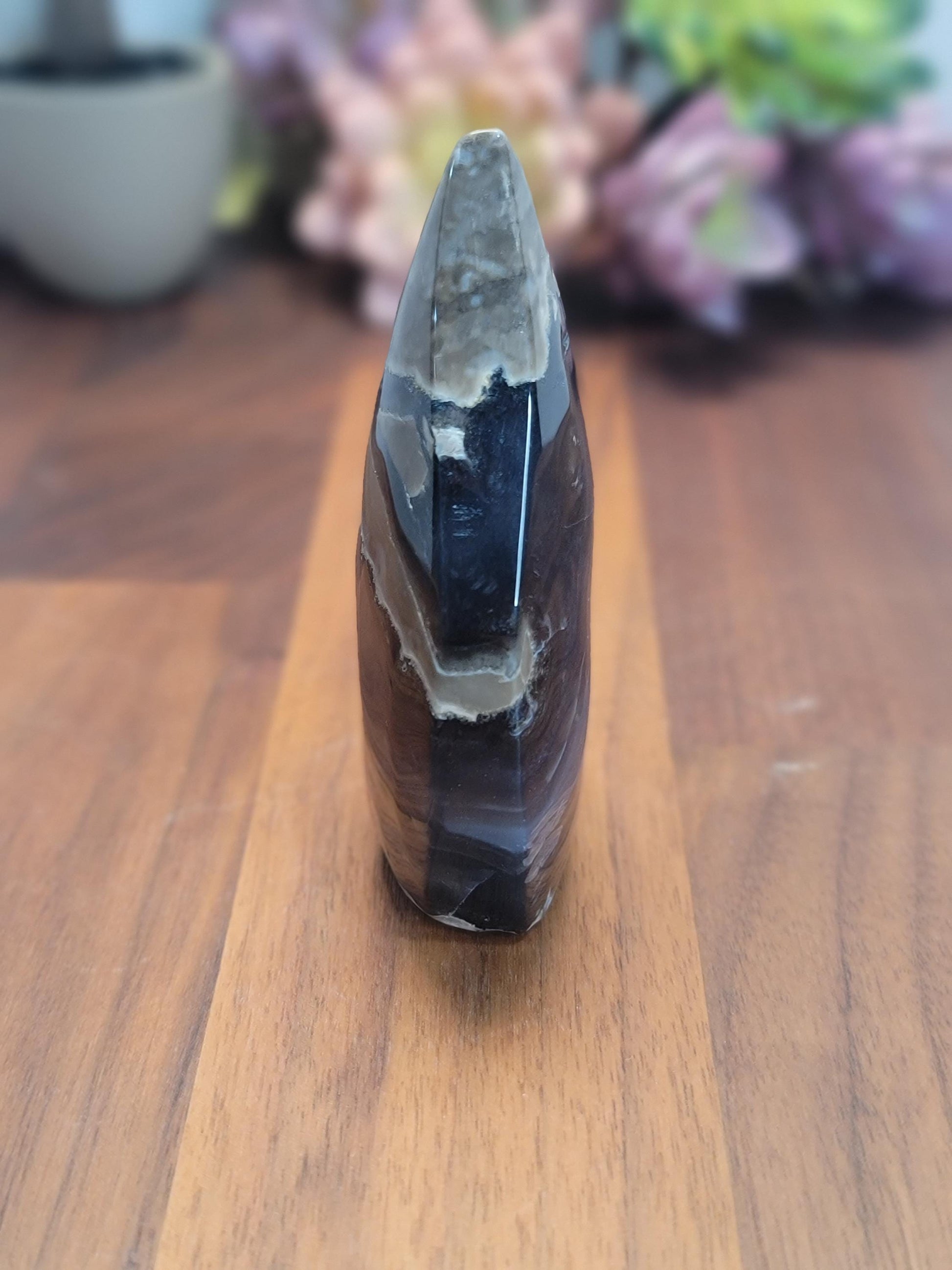 Volcano Agate Teardrop | Druselda | Black Crystal Flame | Green UV Reaction | Cool Freeform Volcanic Rock | 3.5" | Geology Rocks | Brand New