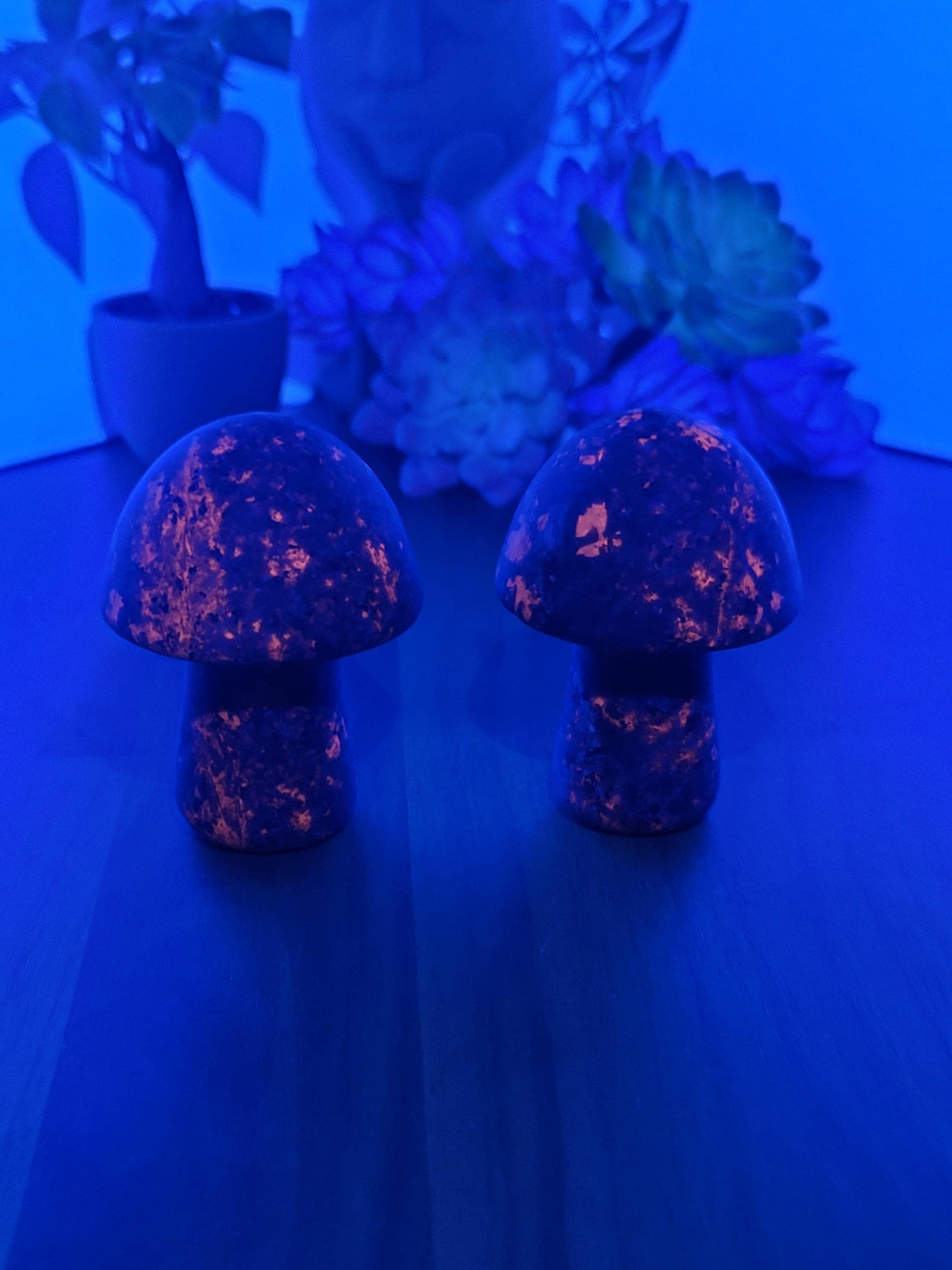 Mellow Yooperlite Mushroom Crystal Carving | 3 Inches | Gray, Black and White | UV Reactive | Intuitively Chosen