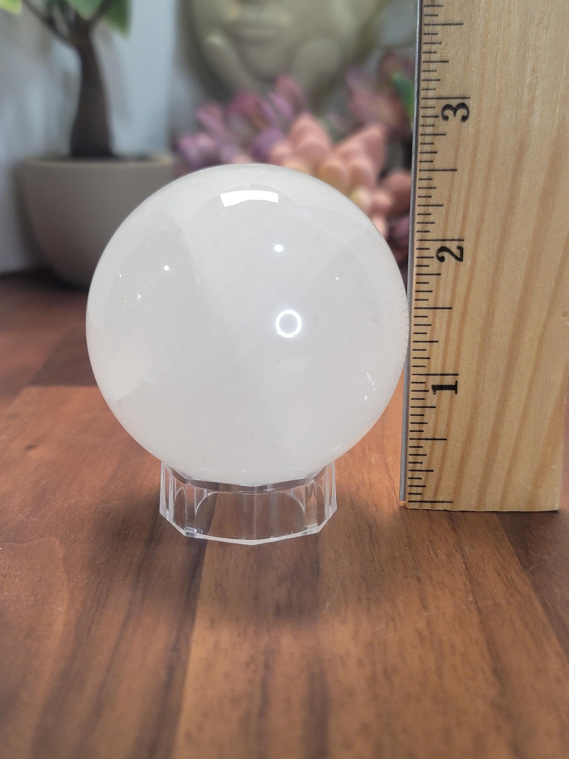 White Optical Calcite Crystal Sphere | A | 2.4 Inches | 60 MM | White | One of a Kind