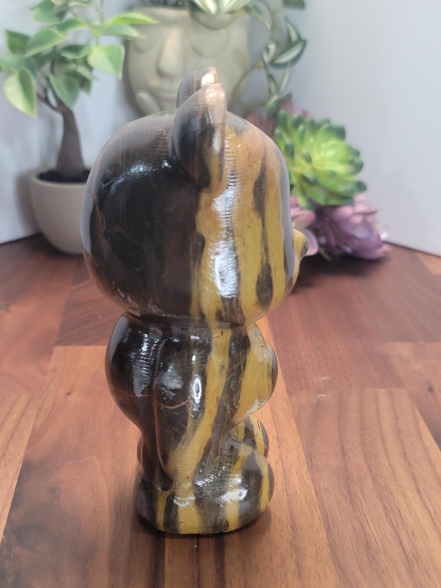 Brown Zebra Stripe Crystal Heart Bear | 6 Inches | Brown and Yellow | One of a Kind