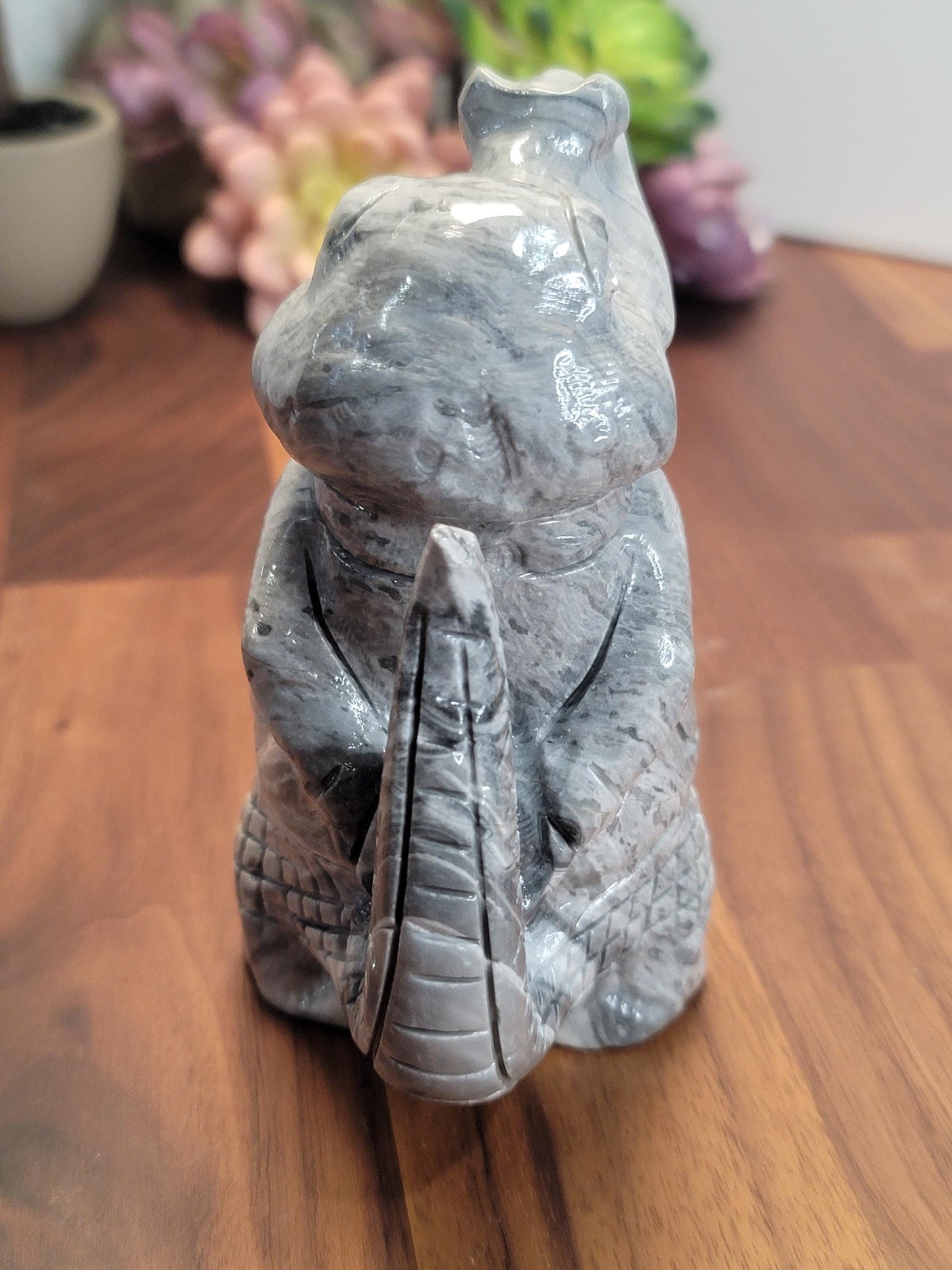 Awesome Alligator Picasso Jasper Crystal Carving | A | 4.9 Inches | Black White and Gray | One of a Kind