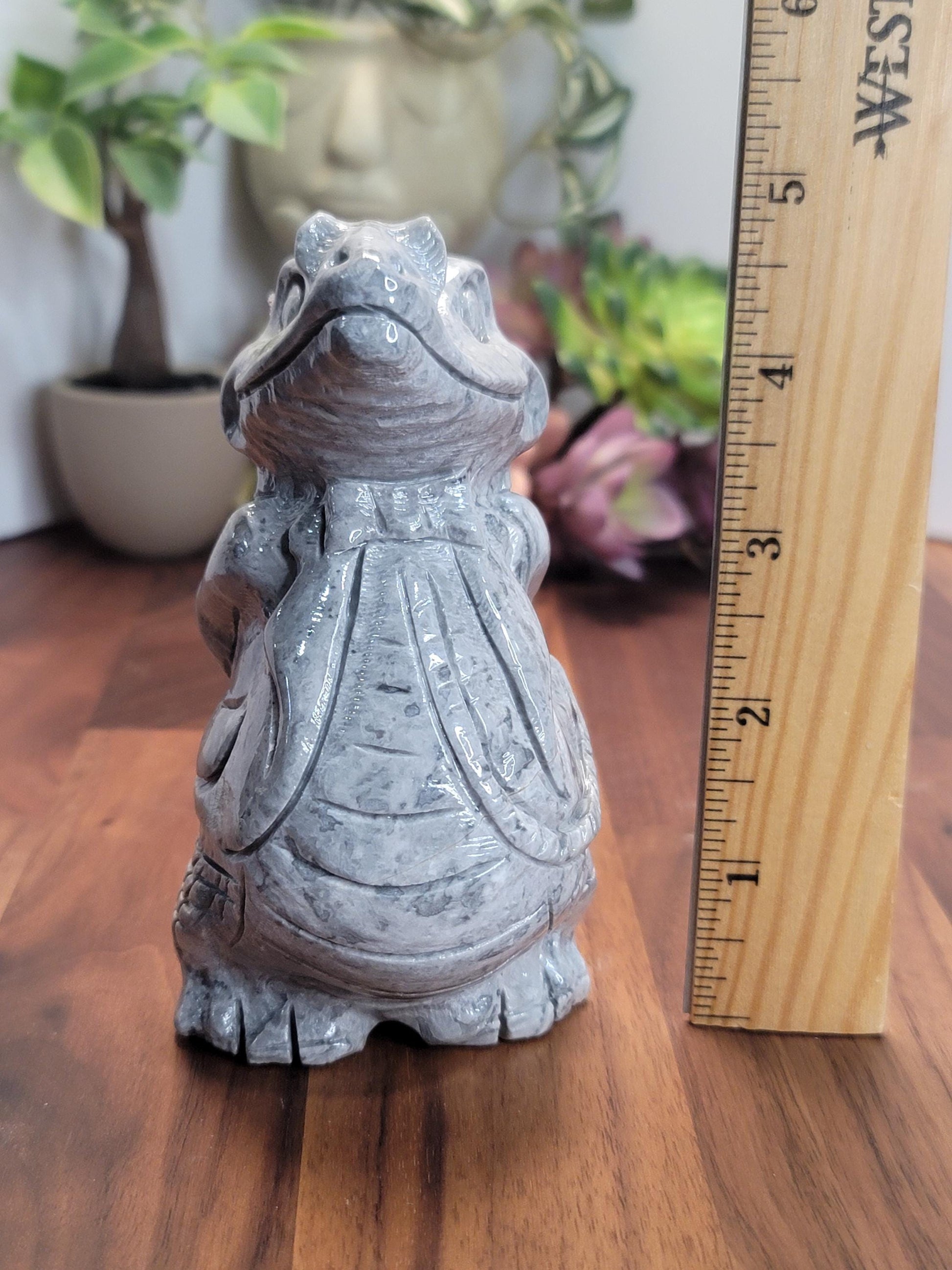 Awesome Alligator Picasso Jasper Crystal Carving | A | 4.9 Inches | Black White and Gray | One of a Kind