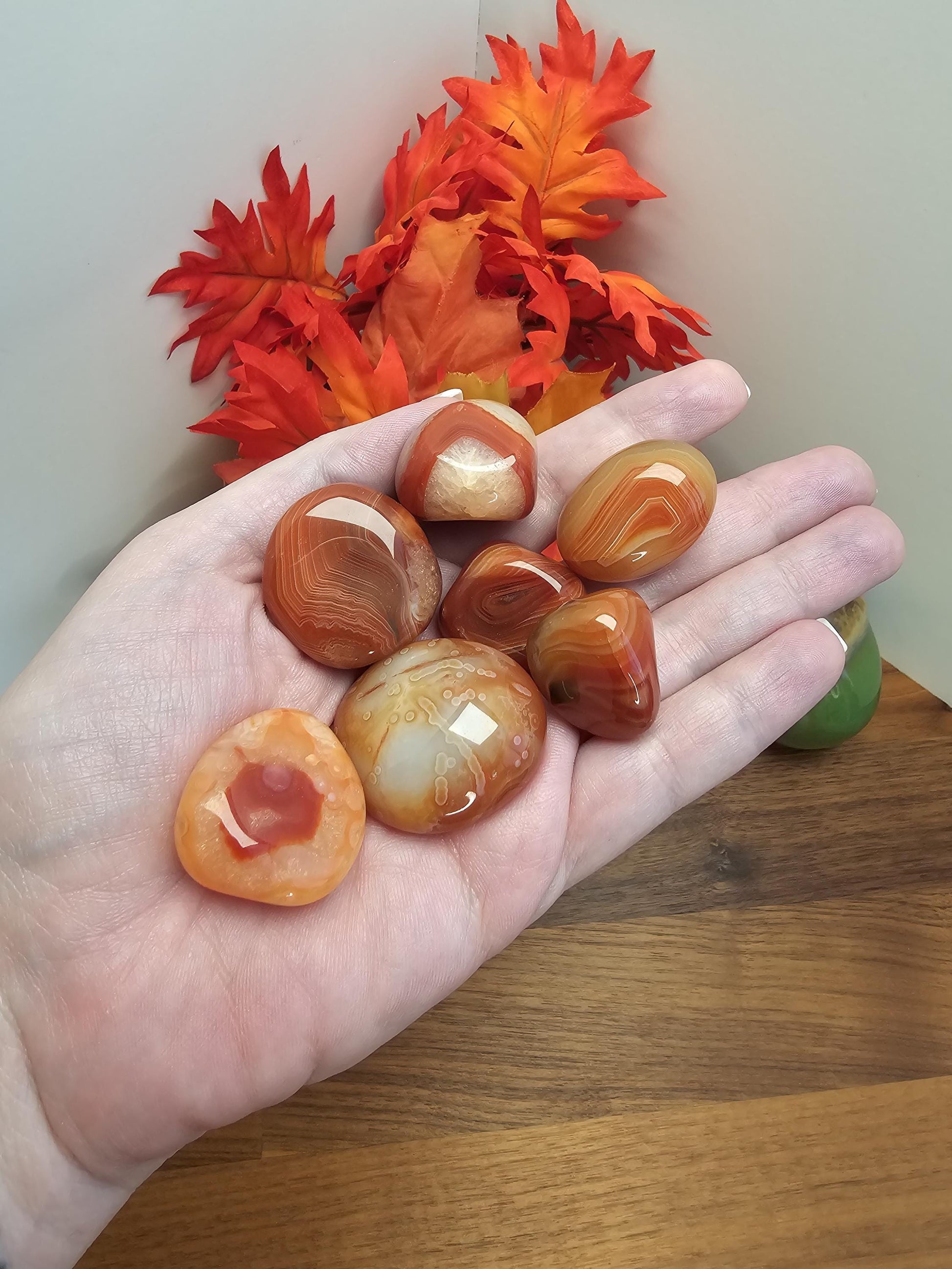 Carnelian Crystal Tumbles | Medium with Sardonyx Banding | Autumn Harvest Crystal Confetti Mix Add On | Red Banded Agate | Intuitive Choice
