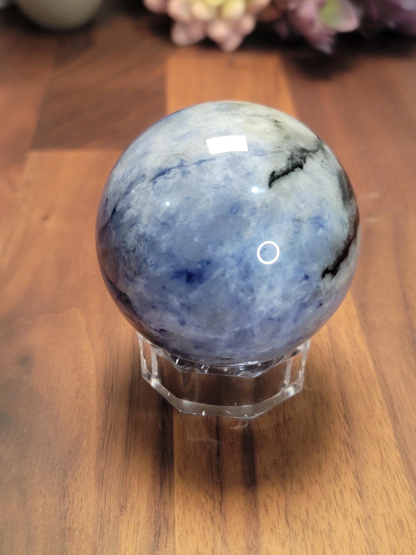 Amazing Afghanite Crystal Sphere | A | 2.5 Inches 65 MM | Blue White and Black | UV Reactive | One of a Kind