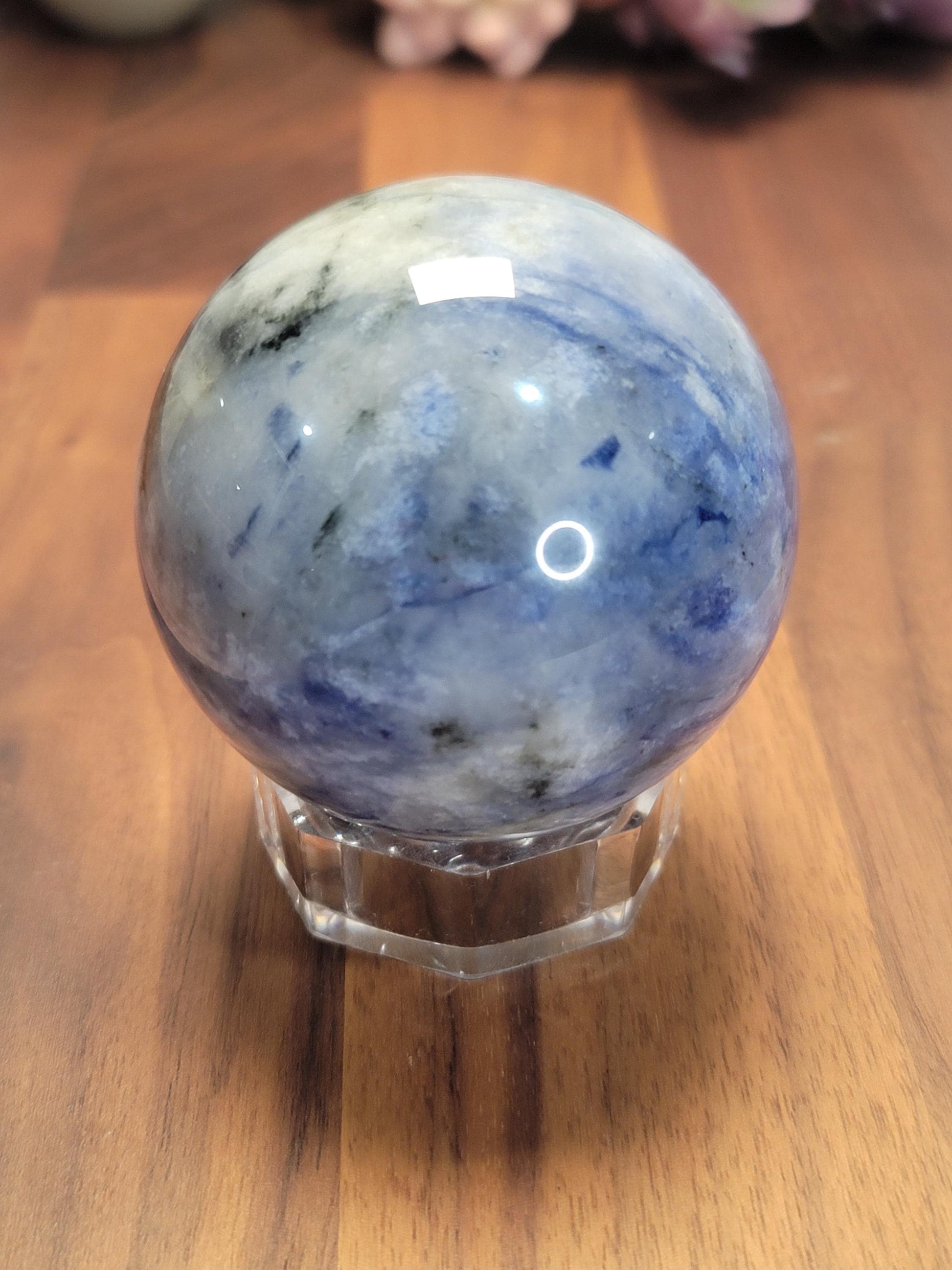 Amazing Afghanite Crystal Sphere | A | 2.5 Inches 65 MM | Blue White and Black | UV Reactive | One of a Kind