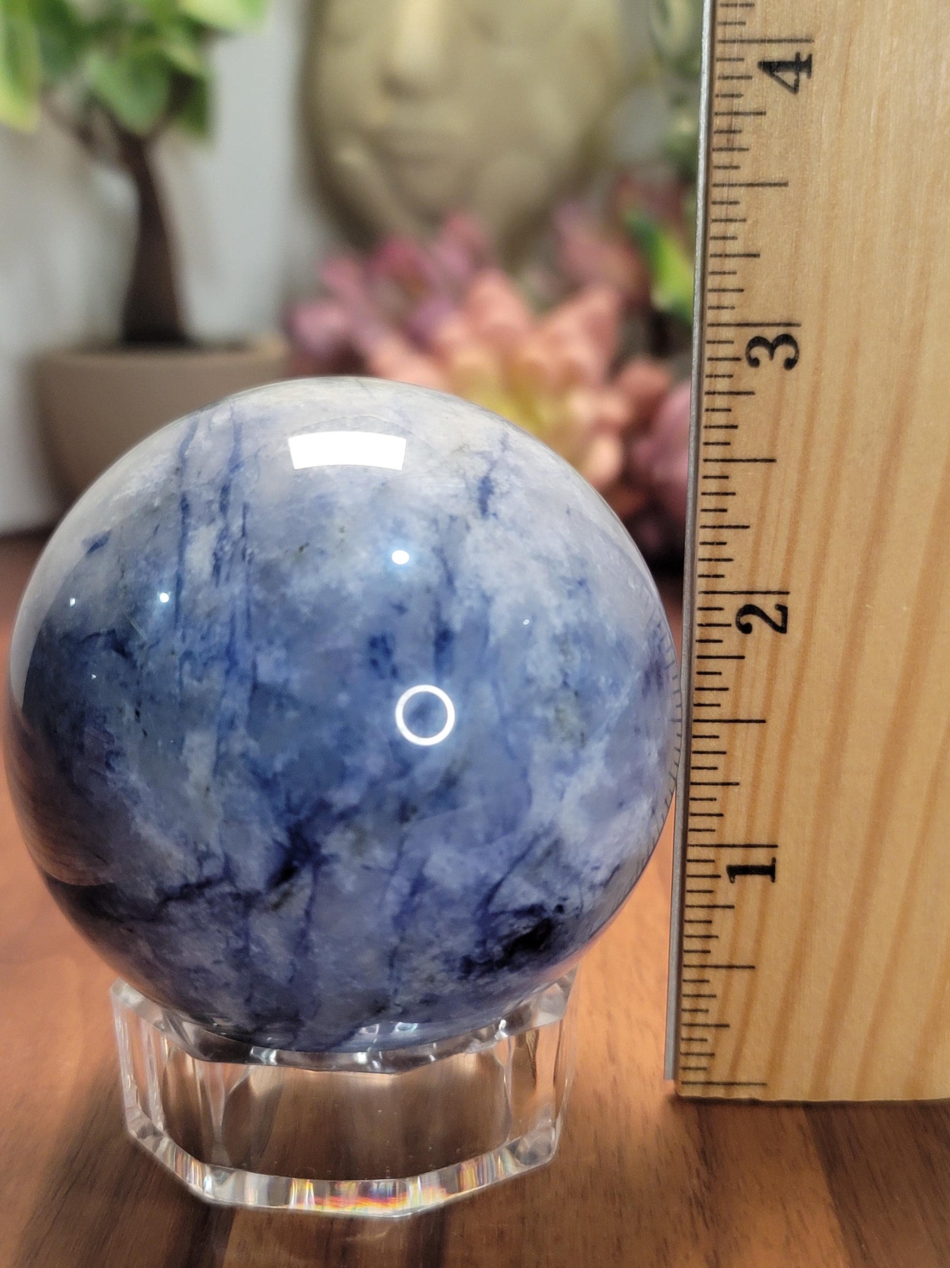 Amazing Afghanite Crystal Sphere | A | 2.5 Inches 65 MM | Blue White and Black | UV Reactive | One of a Kind