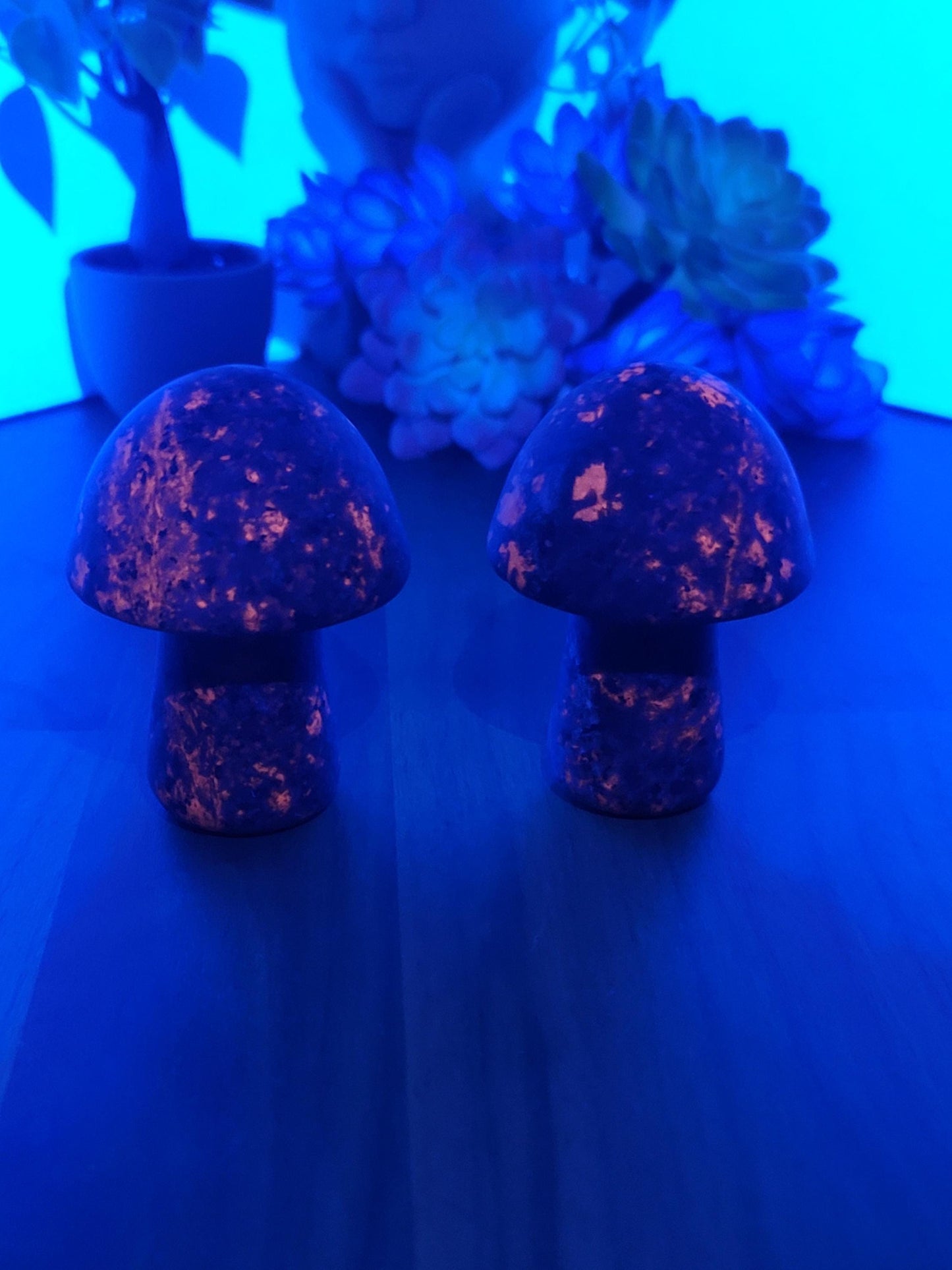 Magical Yooperlite Mushroom Crystal | UV Reactive (Blacklight) Carvings | Cottagecore Home Decor or Spooky Season | Geology Rocks Kids Gifts