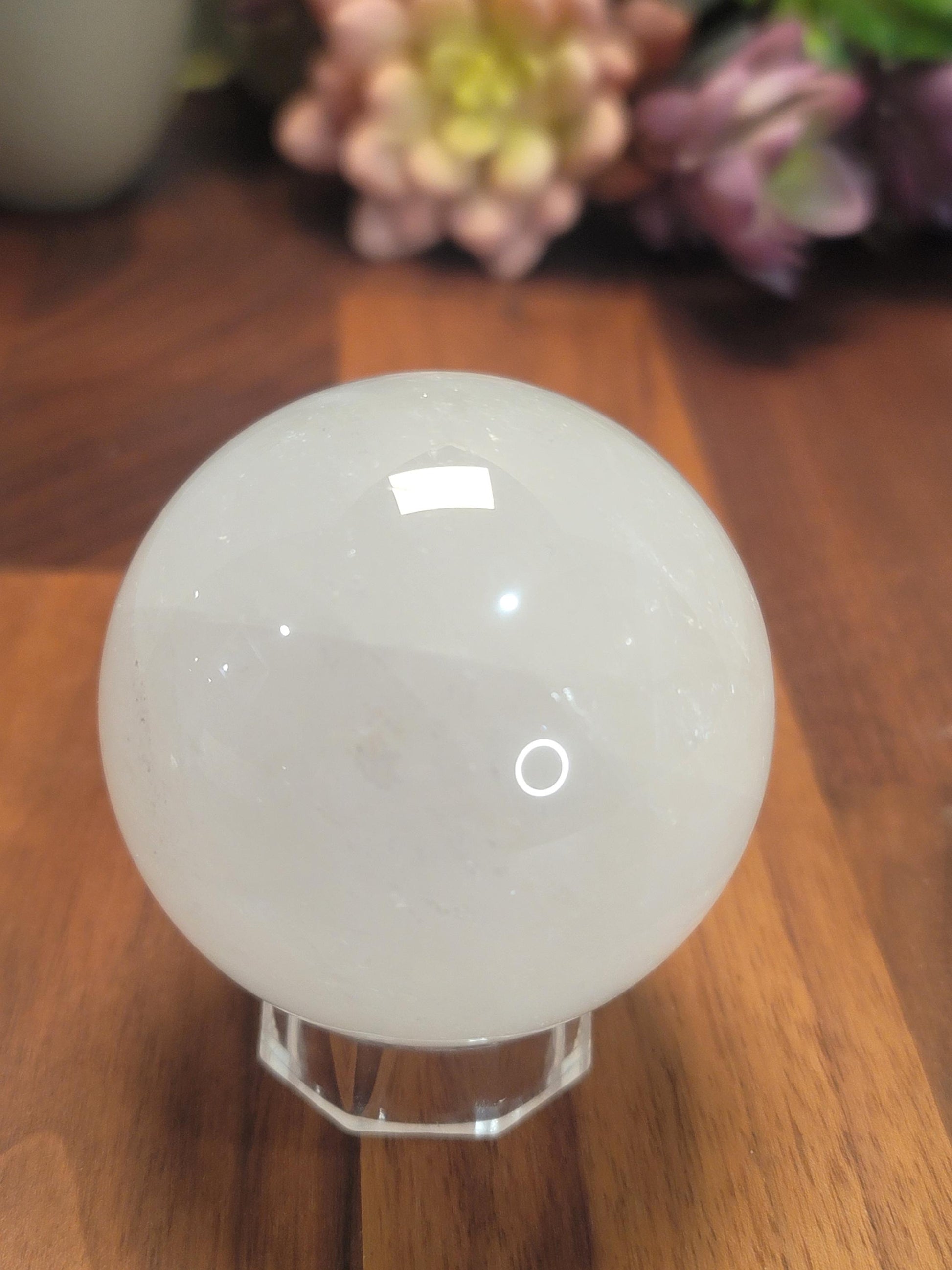 White Optical Calcite Crystal Sphere | A | 2.4 Inches | 60 MM | White | One of a Kind