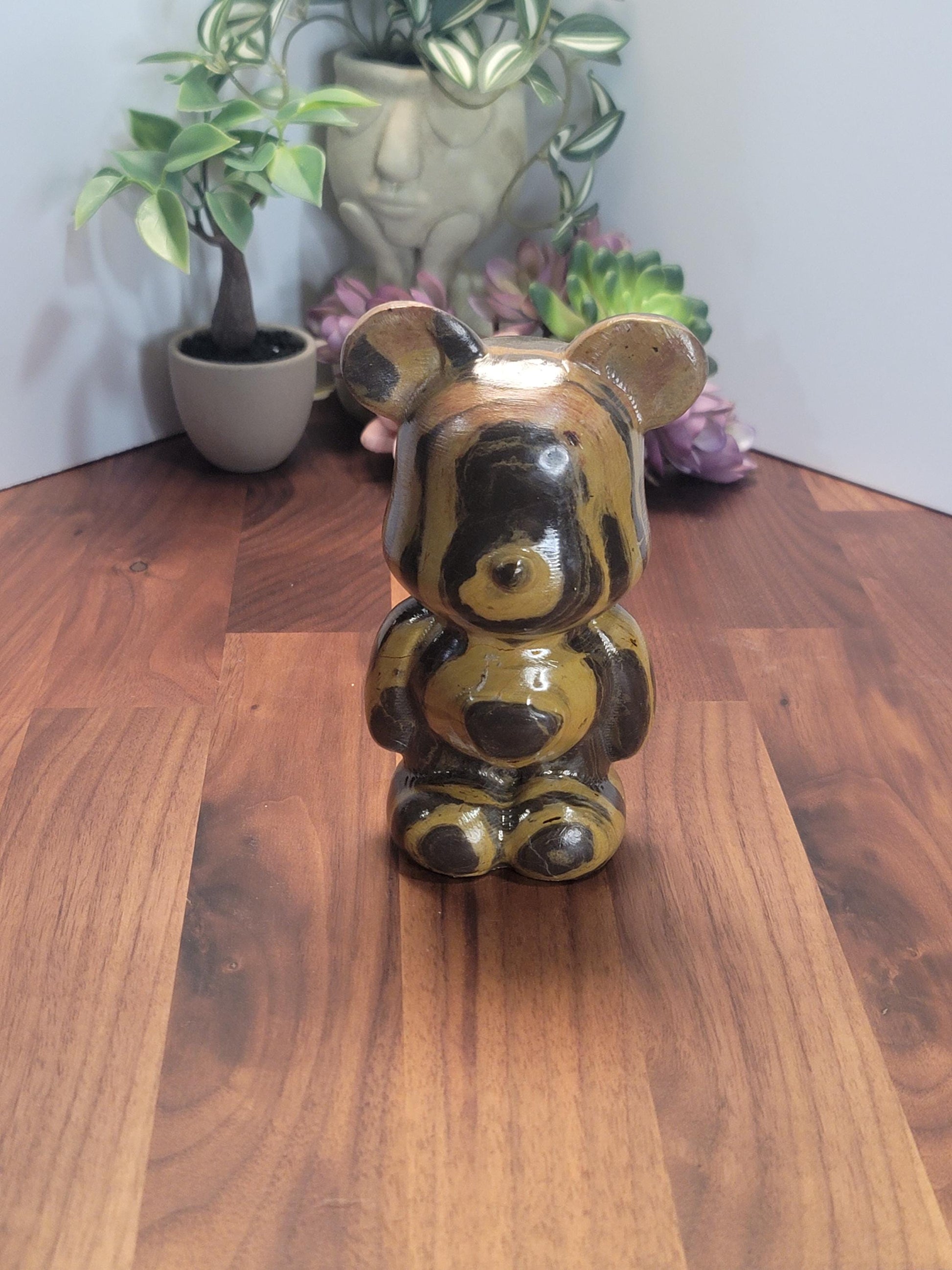 Brown Zebra Stripe Crystal Heart Bear | 6 Inches | Brown and Yellow | One of a Kind