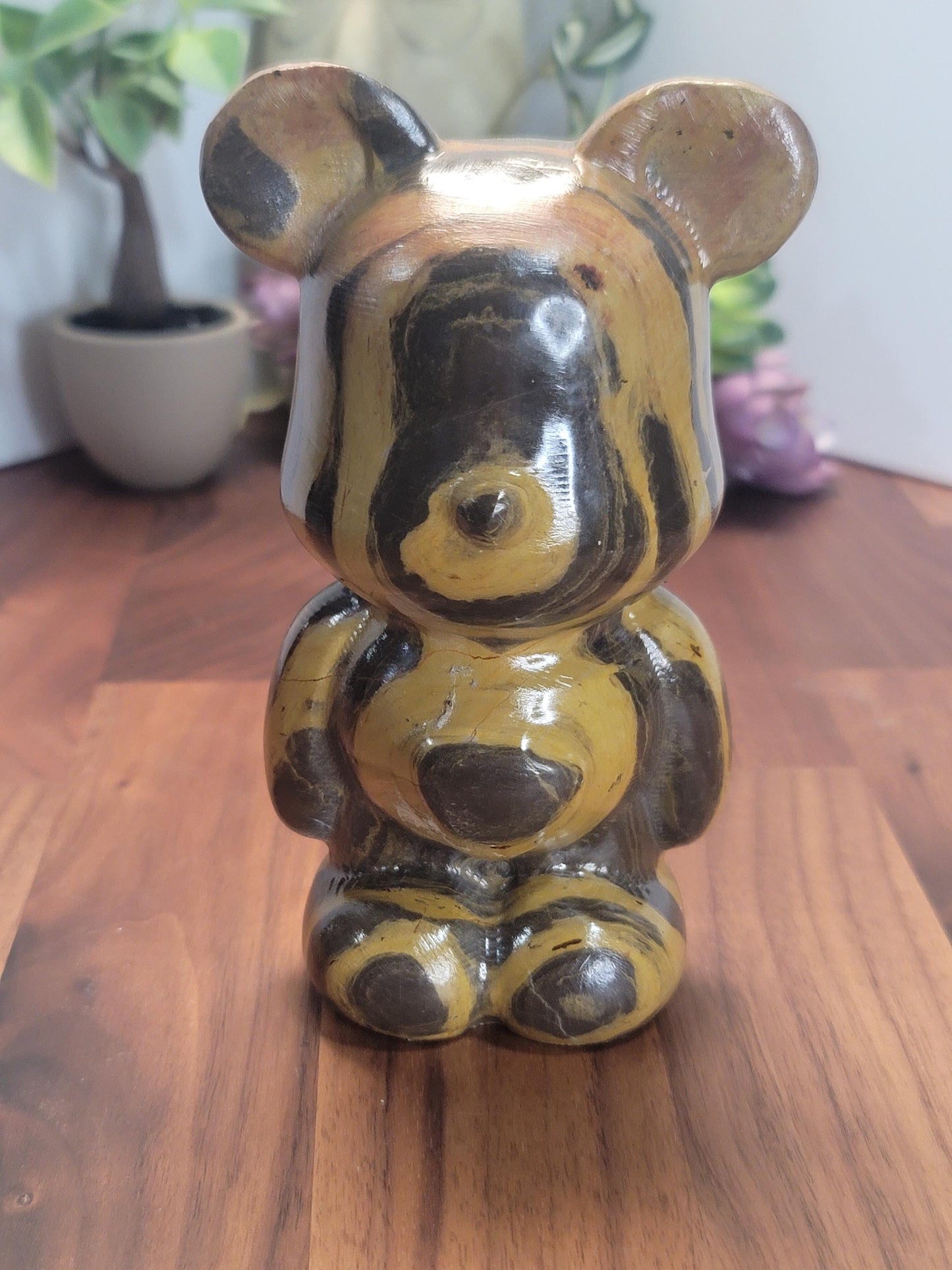 Brown Zebra Stripe Crystal Heart Bear | 6 Inches | Brown and Yellow | One of a Kind