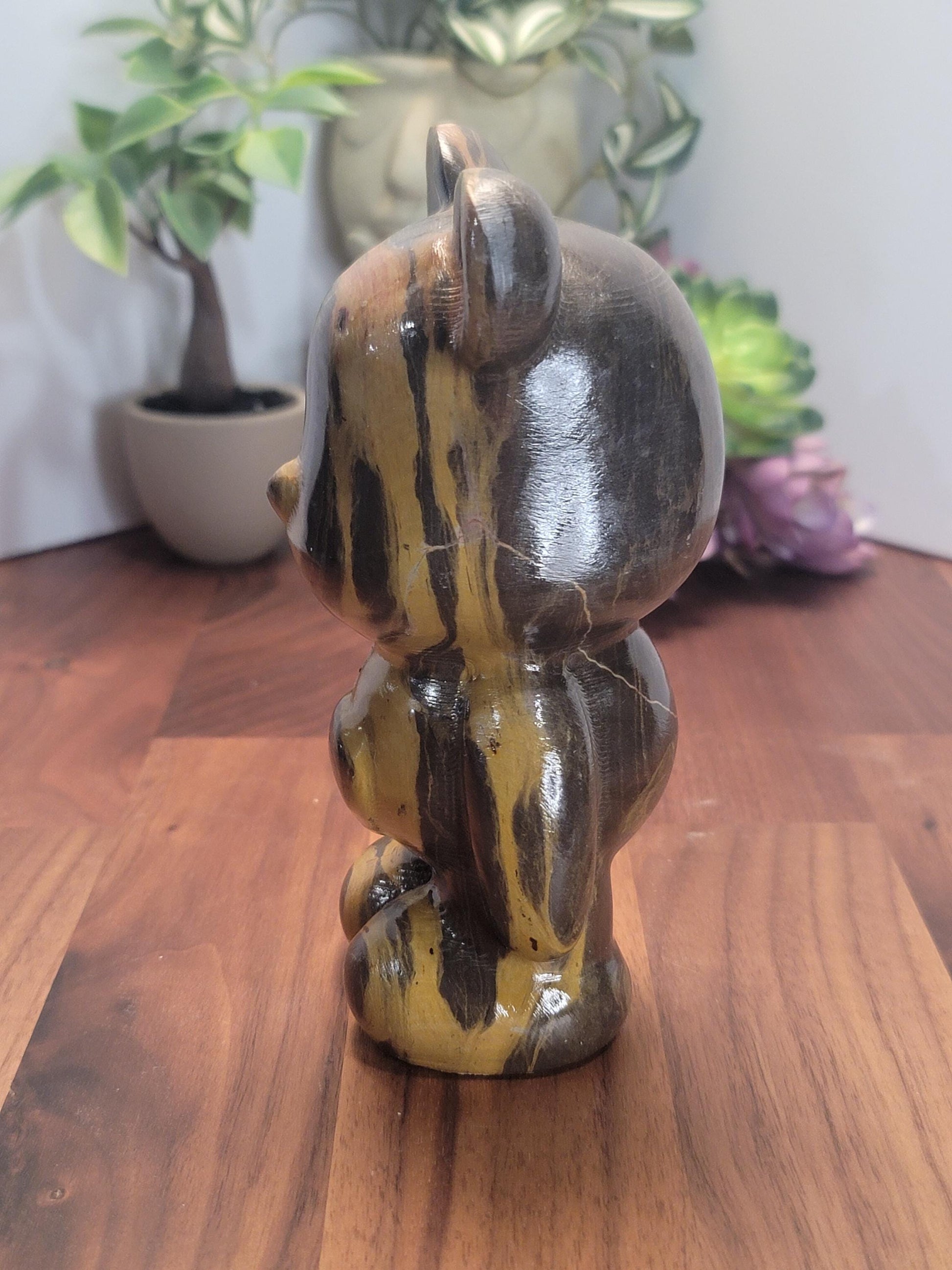 Brown Zebra Stripe Crystal Heart Bear | 6 Inches | Brown and Yellow | One of a Kind