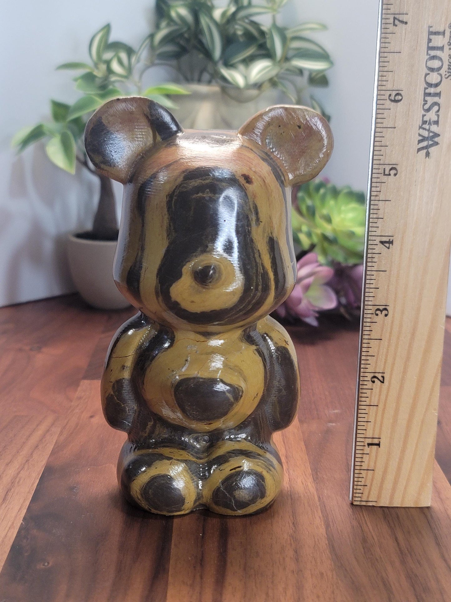 Brown Zebra Stripe Crystal Heart Bear | 6 Inches | Brown and Yellow | One of a Kind