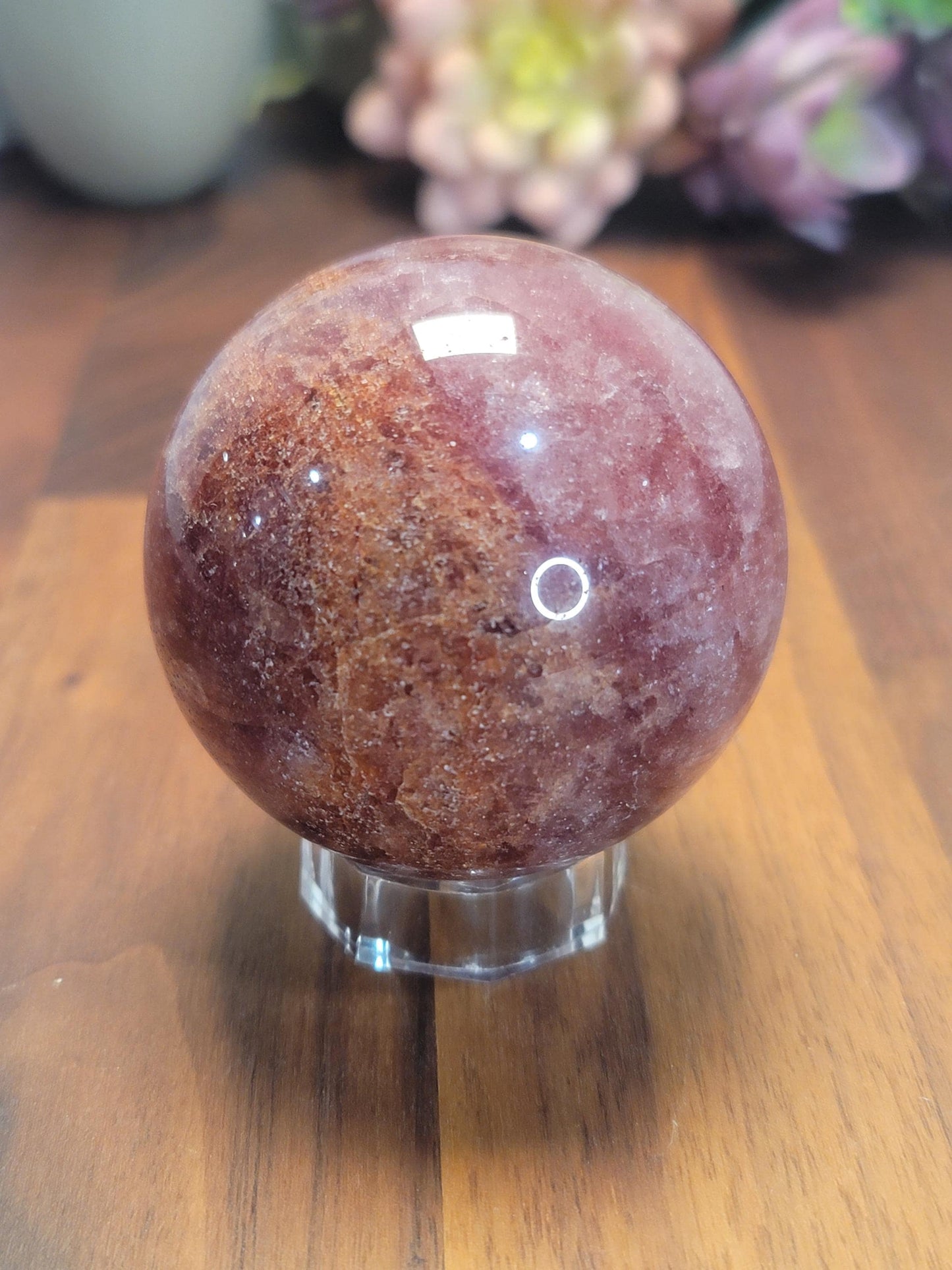 Sweet Strawberry Quartz Crystal Sphere | A | 2.4 Inches | 61 MM | Pink Red and Orange | One of a Kind