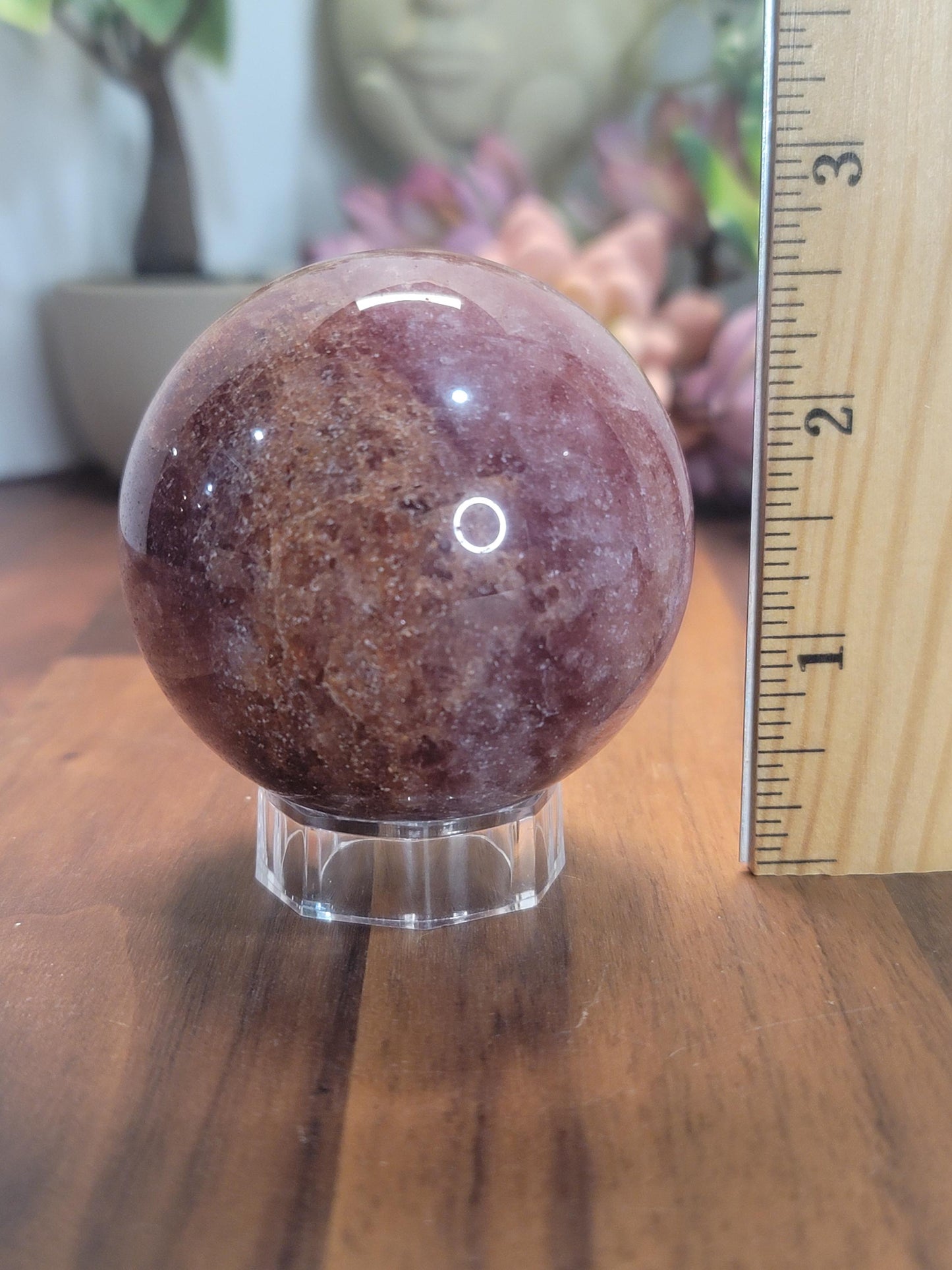 Sweet Strawberry Quartz Crystal Sphere | A | 2.4 Inches | 61 MM | Pink Red and Orange | One of a Kind