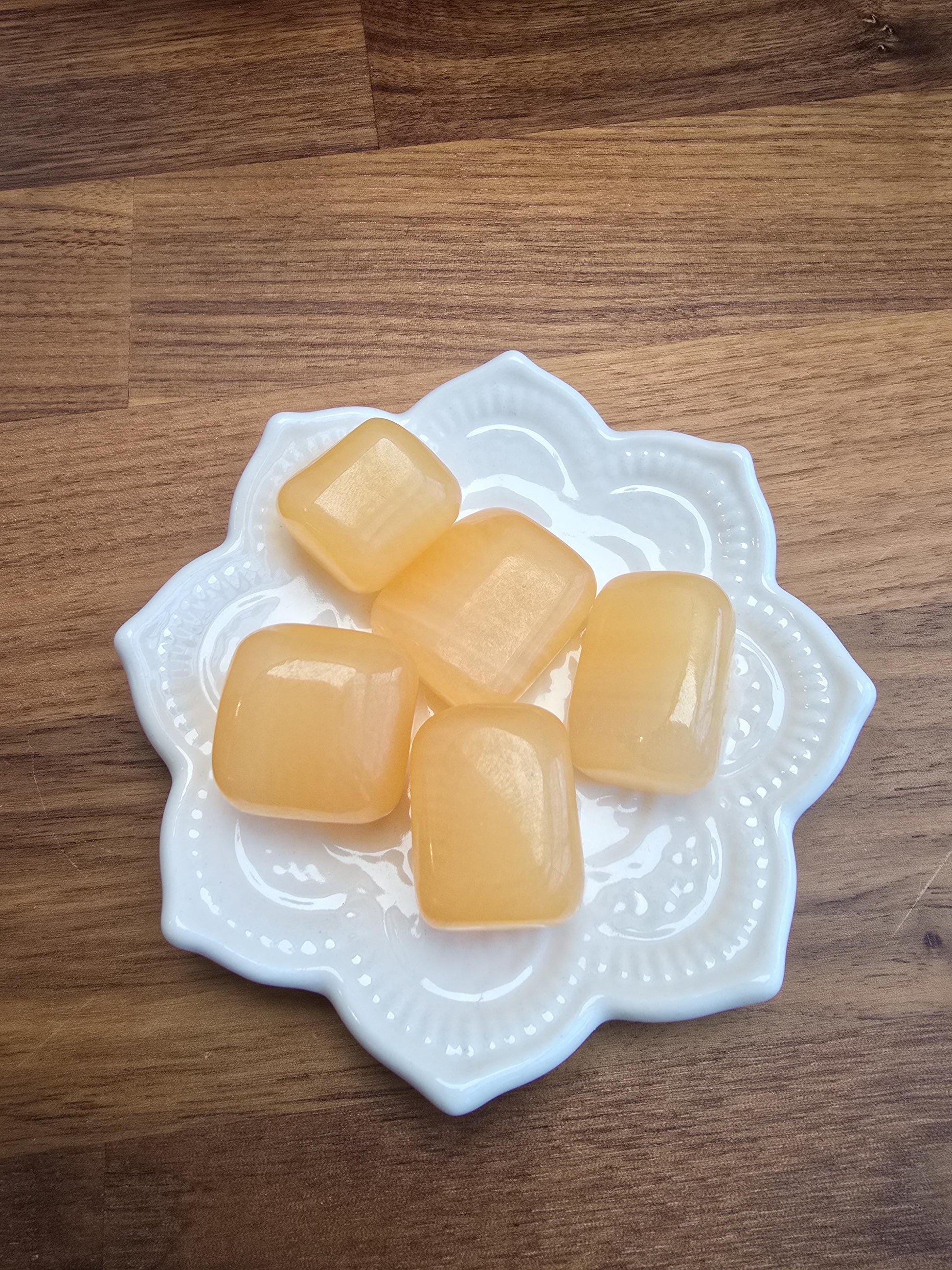 Mango Calcite Crystal Tumble | Pretty orange & yellow color with beautiful patterns and zig zag banding | Intuitively Chosen