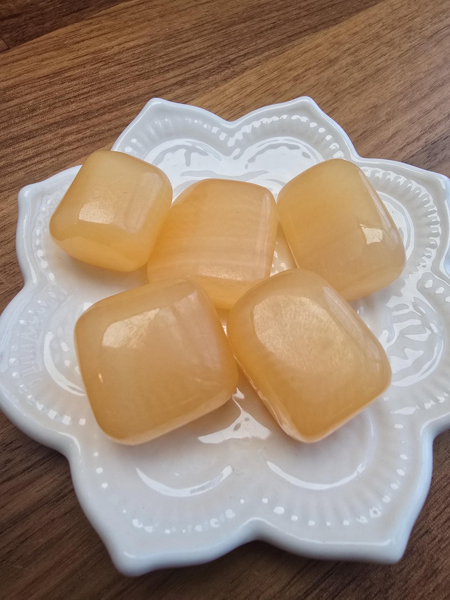 Mango Calcite Crystal Tumble | Pretty orange & yellow color with beautiful patterns and zig zag banding | Intuitively Chosen