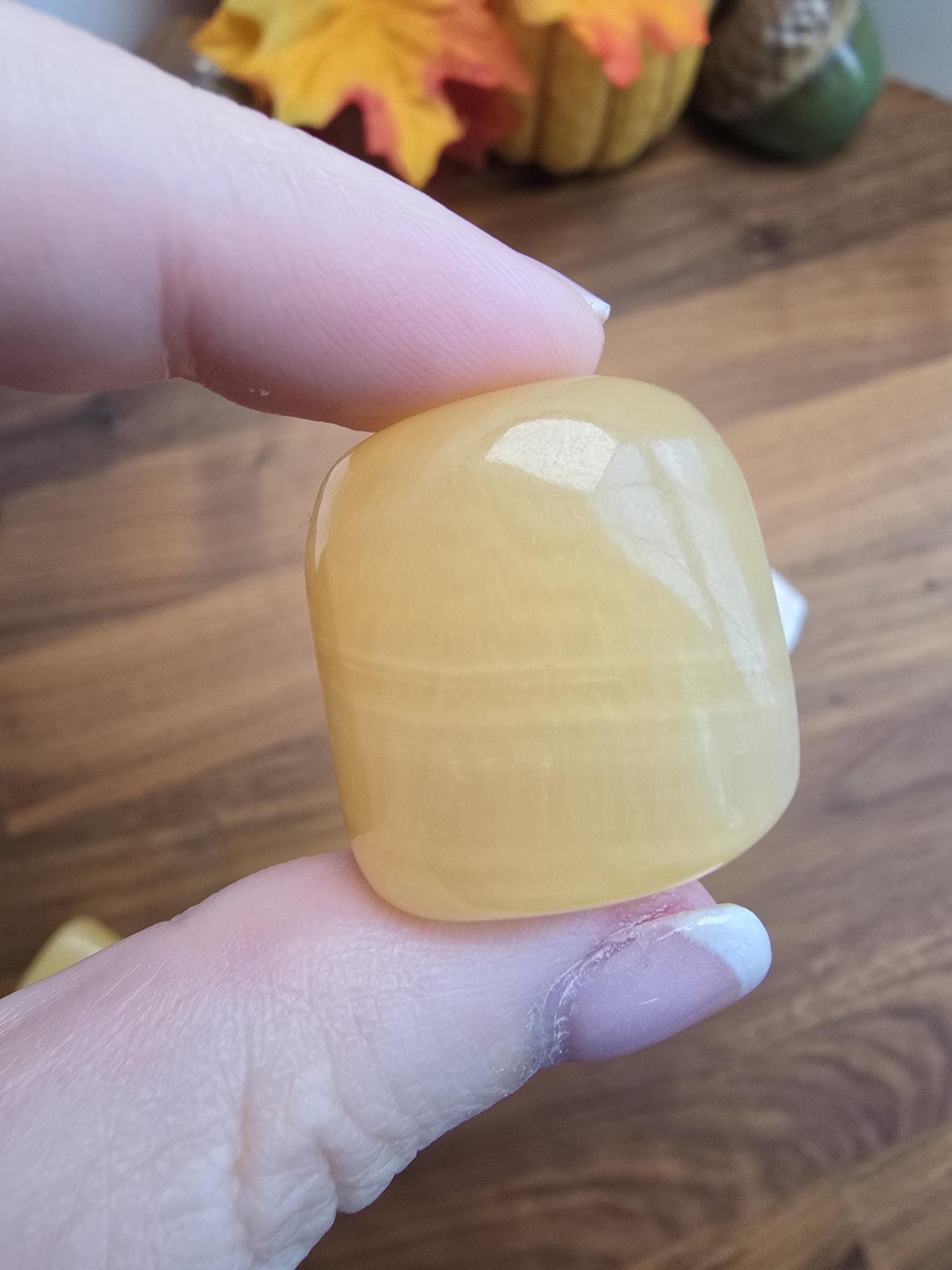 Mango Calcite Crystal Tumble | Pretty orange & yellow color with beautiful patterns and zig zag banding | Intuitively Chosen