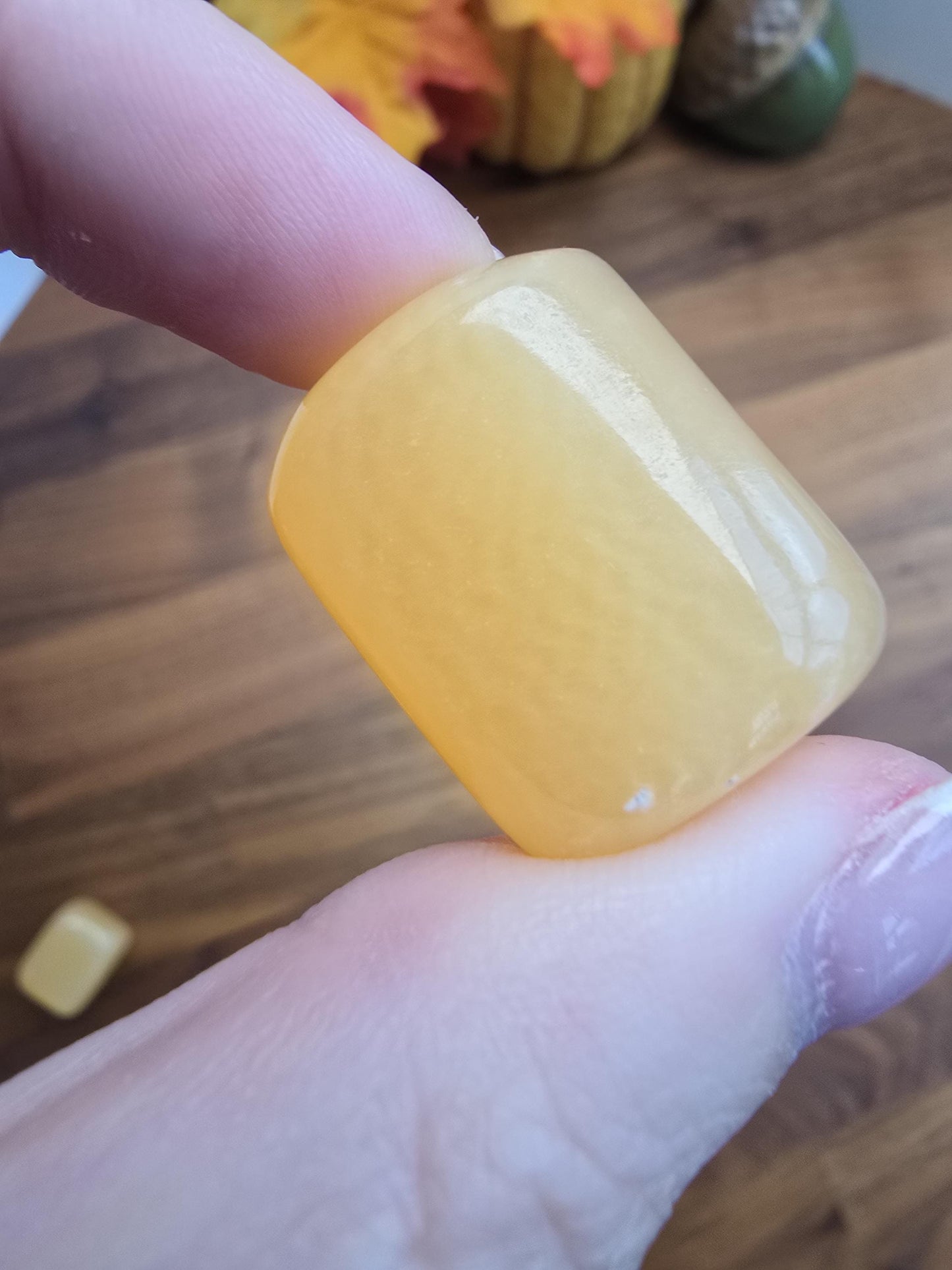 Mango Calcite Crystal Tumble | Pretty orange & yellow color with beautiful patterns and zig zag banding | Intuitively Chosen