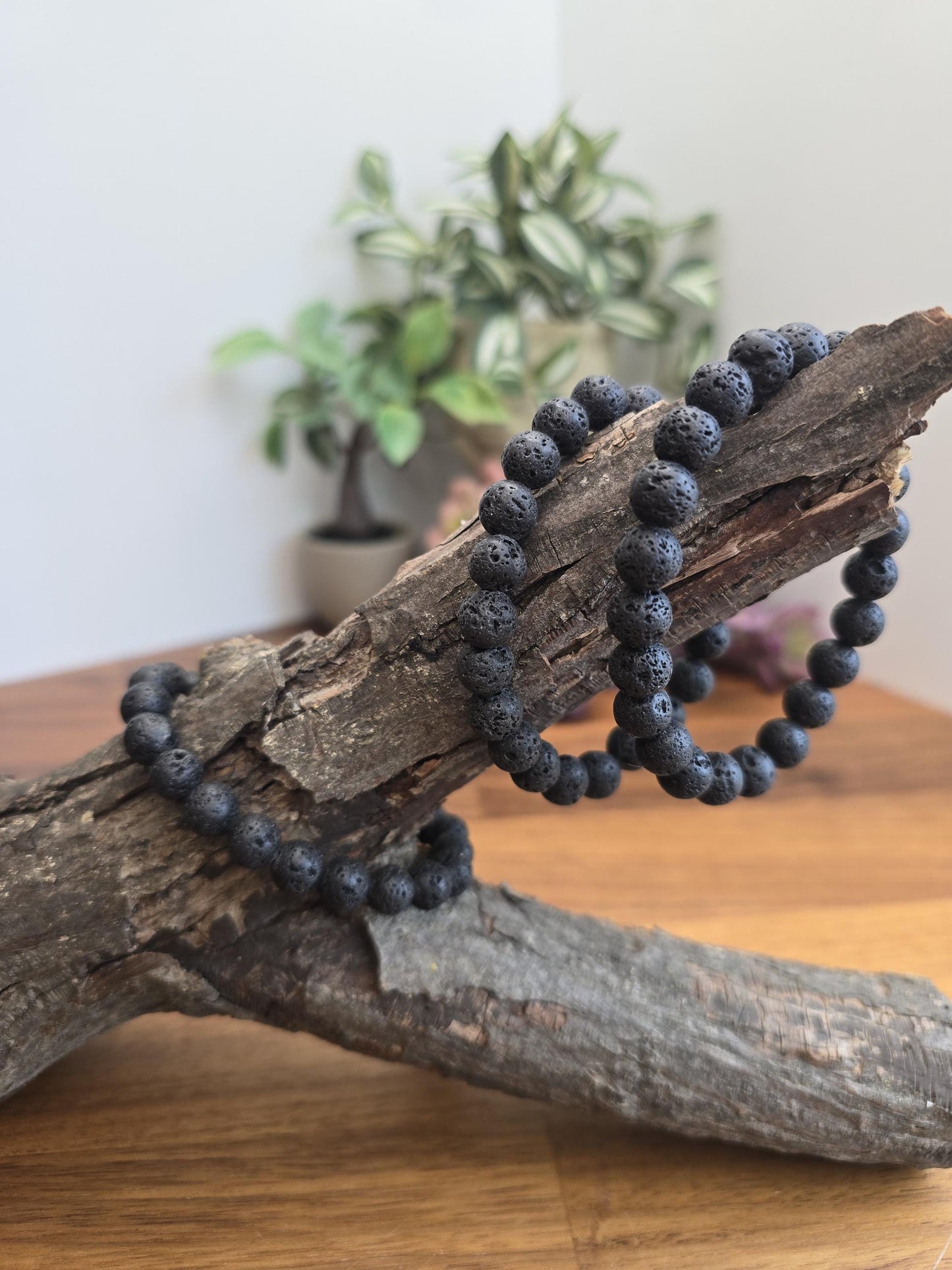 Lava Rock Bracelet | 8MM Black Crystal Beads | Aroma Therapy Jewelry for oils and perfume | Men's Boho Gift | Intuitively Chosen