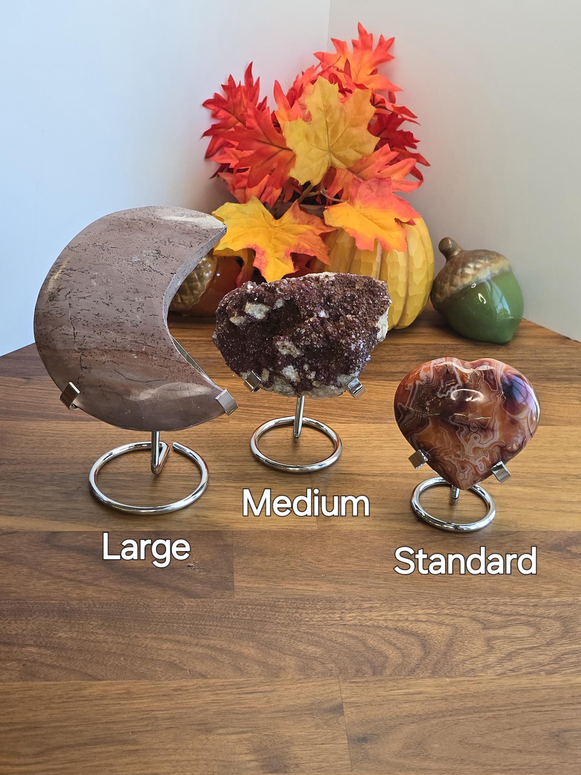 Crystal Heart Display Stand | Metal Specimen Holder | Silver, Gold or Black | Large, Medium & Standard Sizes Available | Intuitively Chosen