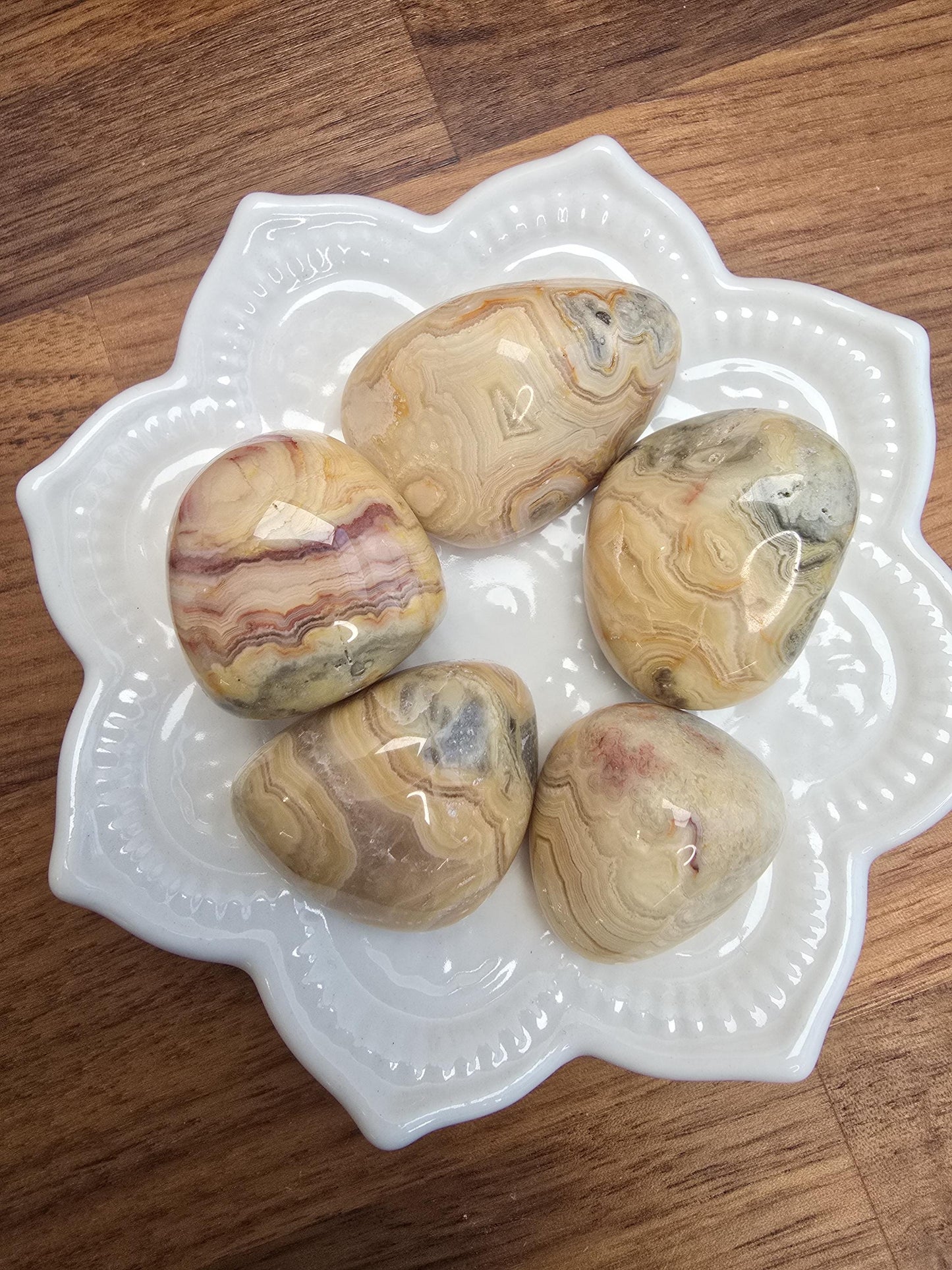 Crazy Lace Agate Crystal Tumble | Gorgeous patterns and banding in Yellow, White, Red, Pink, Gray and clear quratz | Mexico Agate