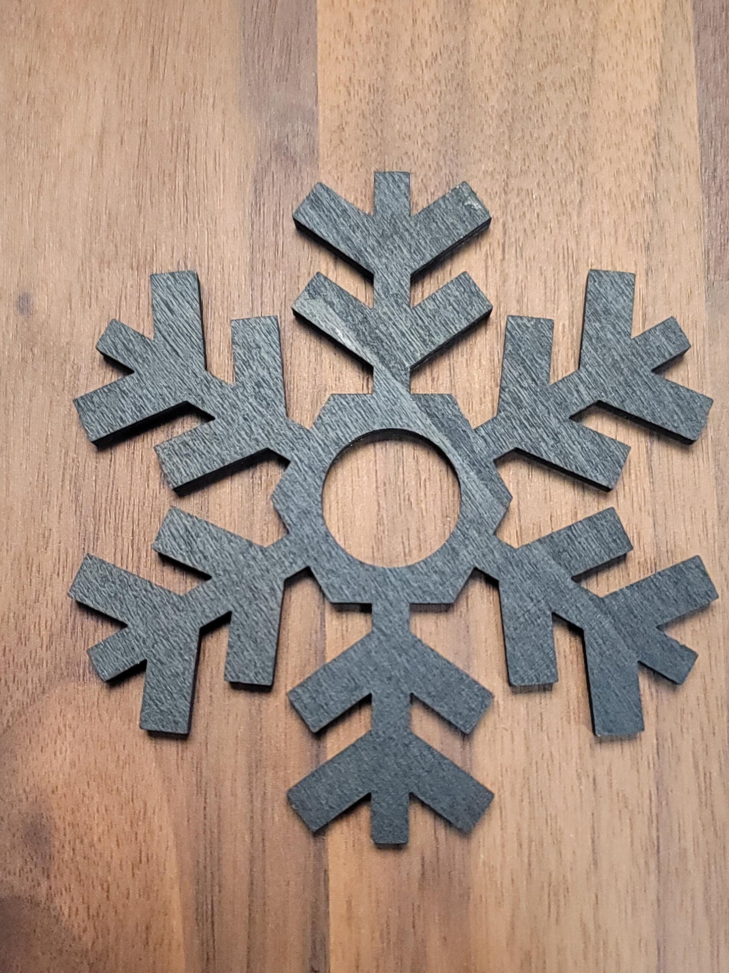 Black Wood Snowflake Crystal Sphere Stand - Gothic Winter Decor
