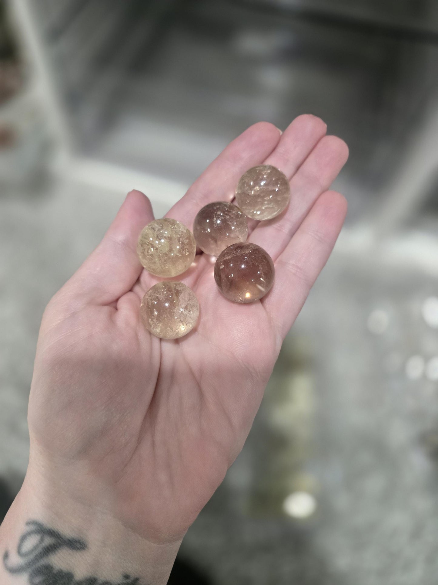 Citrine Sphere | Mini Crystal Pocket Pieces | Around 20MM | Some with Rainbows | Beautiful Yellow Golden Color Balls