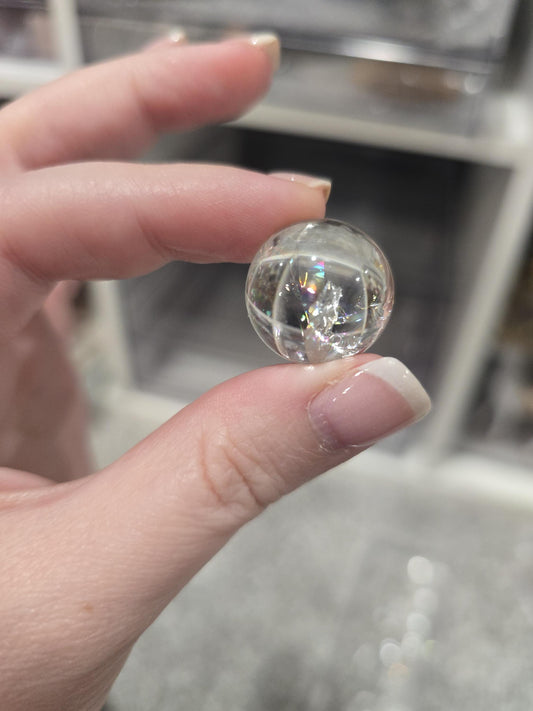 Clear Crackle Quart Mini Sphere | Around 20MM | Intuitively Chosen