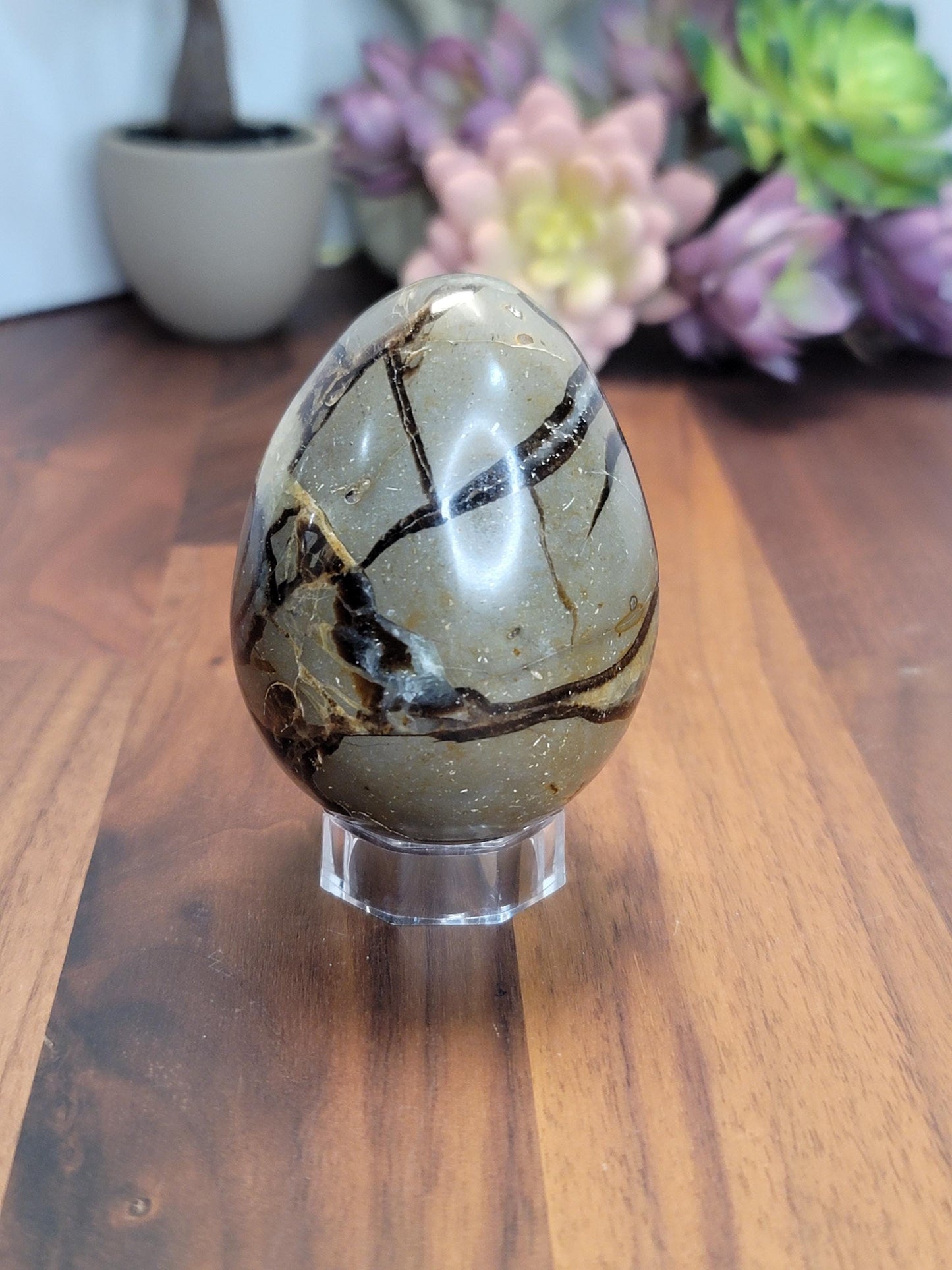 Septarian Crystal Dragon Egg | 2.5 Inches | Yellow Gray and Brown | Intuitively Chosen