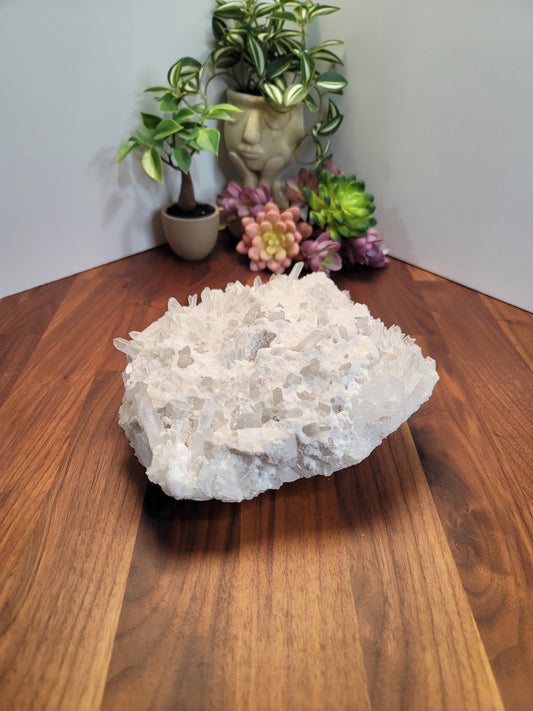 Clear Quartz Cluster Crystal | Christmas Snow Display | 8 Inches | Clear and White | One of a Kind