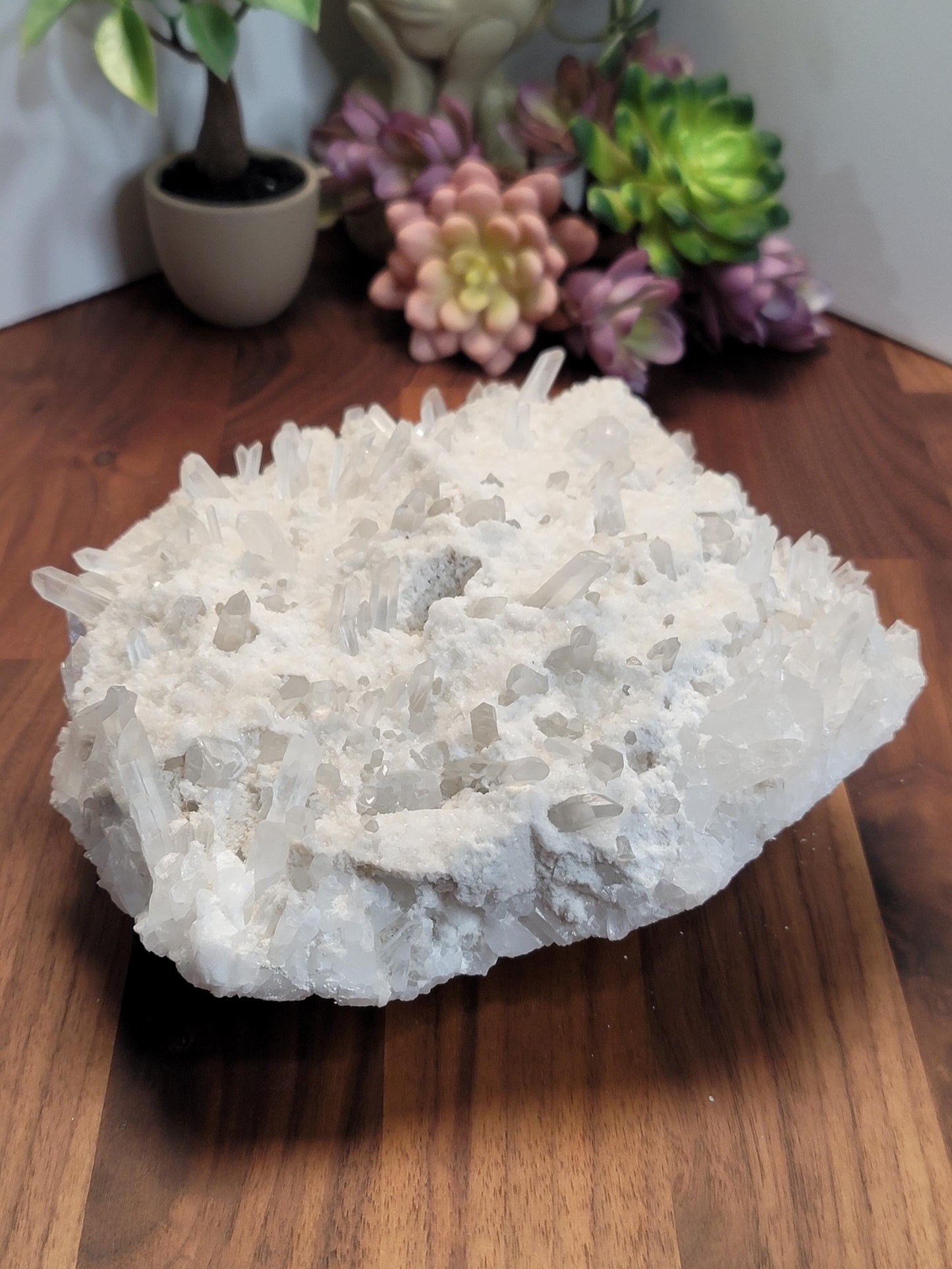 Clear Quartz Cluster Crystal | Christmas Snow Display | 8 Inches | Clear and White | One of a Kind