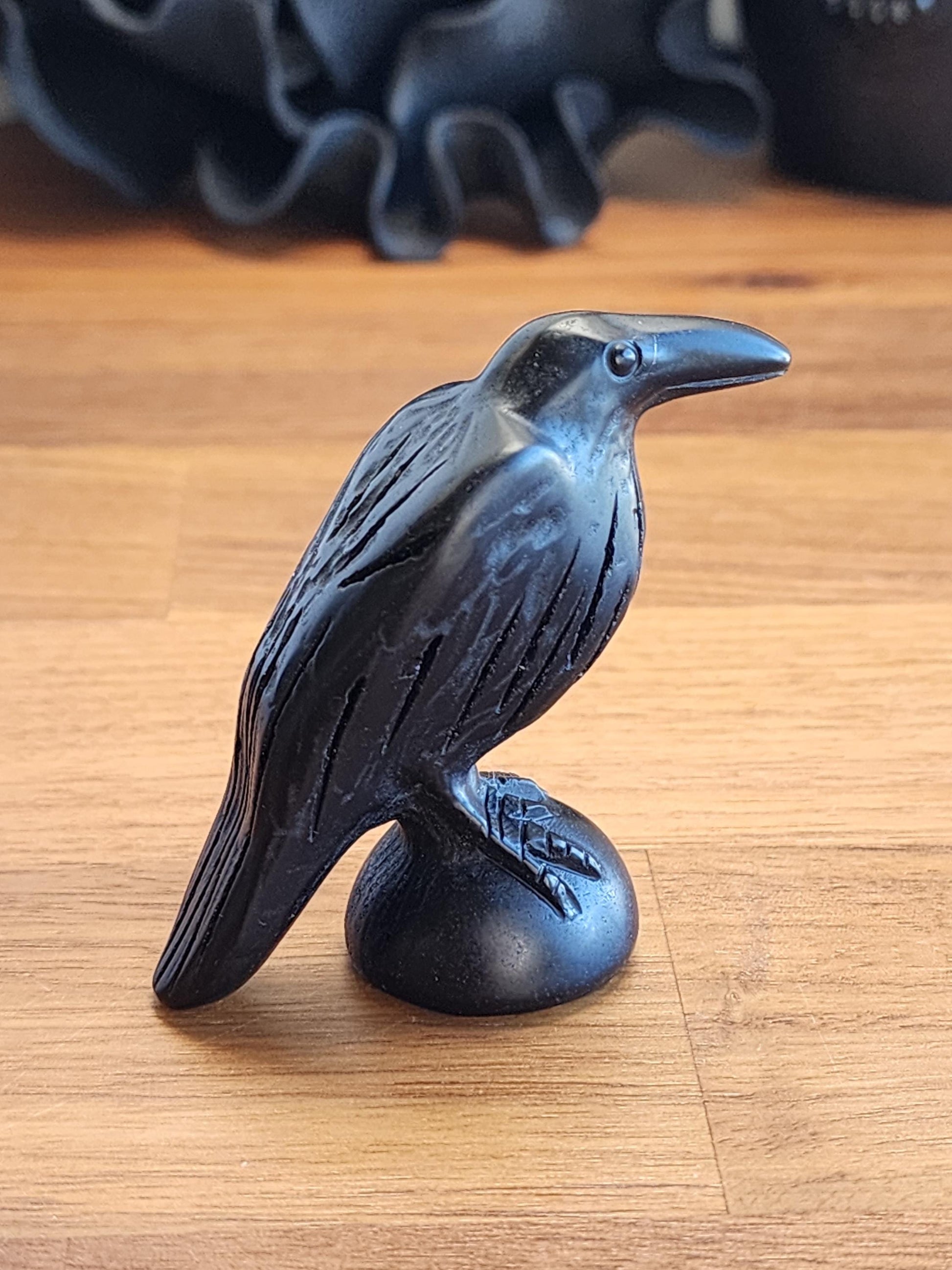 Large Crow Crystal | Black Obsidian Raven Carving | Crystal Bird | Around 2" | Omen Crystals | Nevermore Bird | Intuitively Chosen