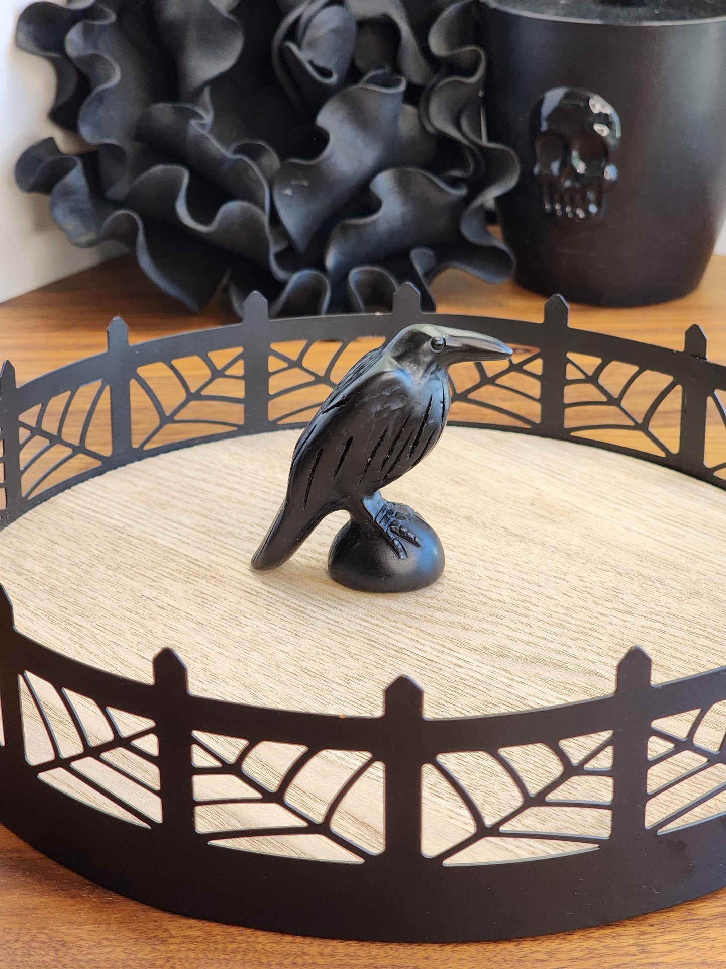 Large Crow Crystal | Black Obsidian Raven Carving | Crystal Bird | Around 2" | Omen Crystals | Nevermore Bird | Intuitively Chosen