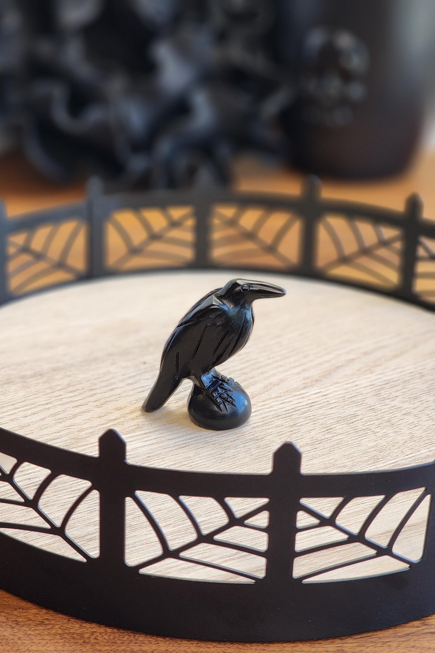 Mini Raven Crystal | Black Obsidian Crow Carving | Around 1.5" | Birds for Spooky Season | Omen Crystals | Nevermore | Intuitively Chosen