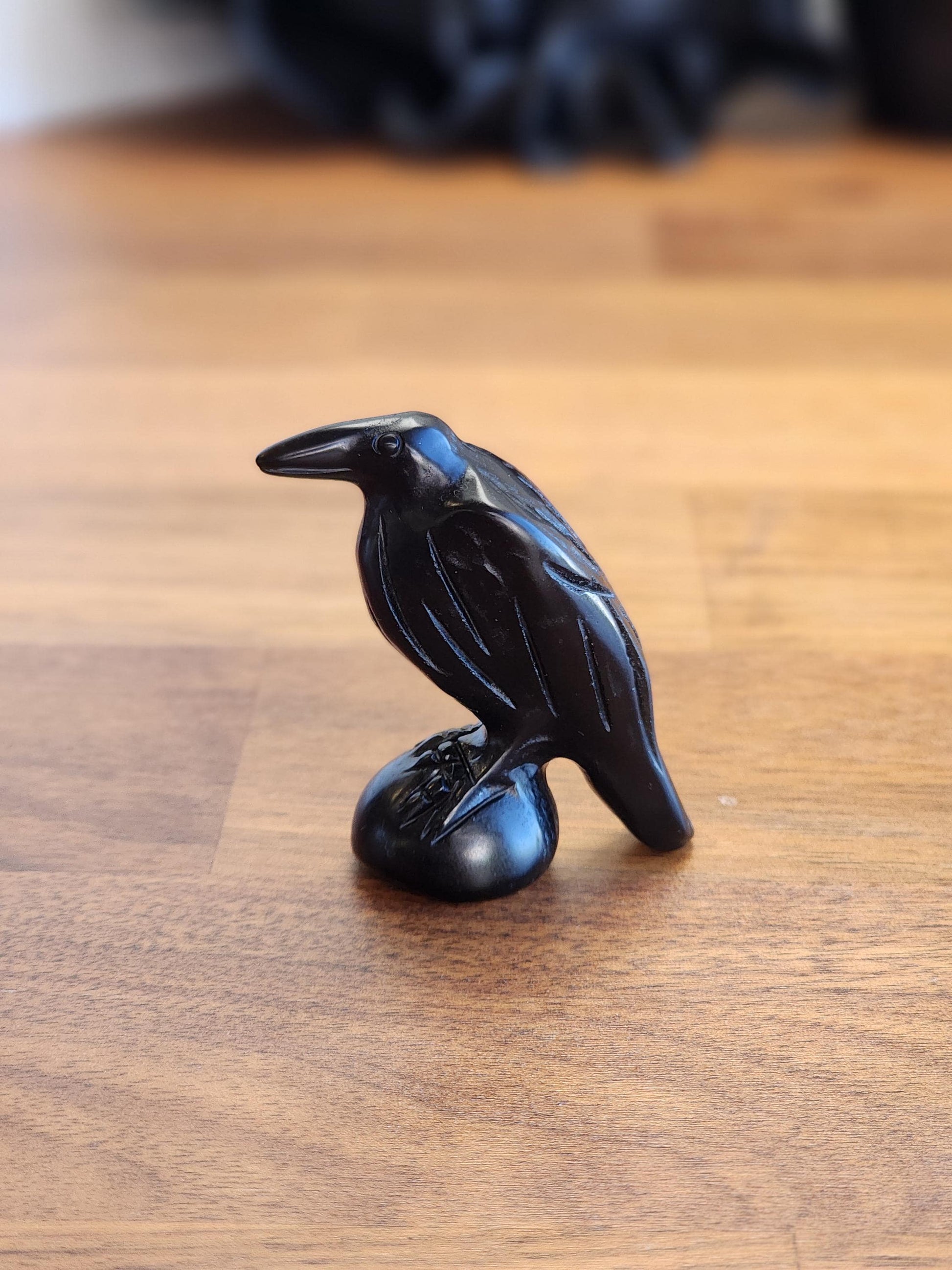 Mini Raven Crystal | Black Obsidian Crow Carving | Around 1.5" | Birds for Spooky Season | Omen Crystals | Nevermore | Intuitively Chosen