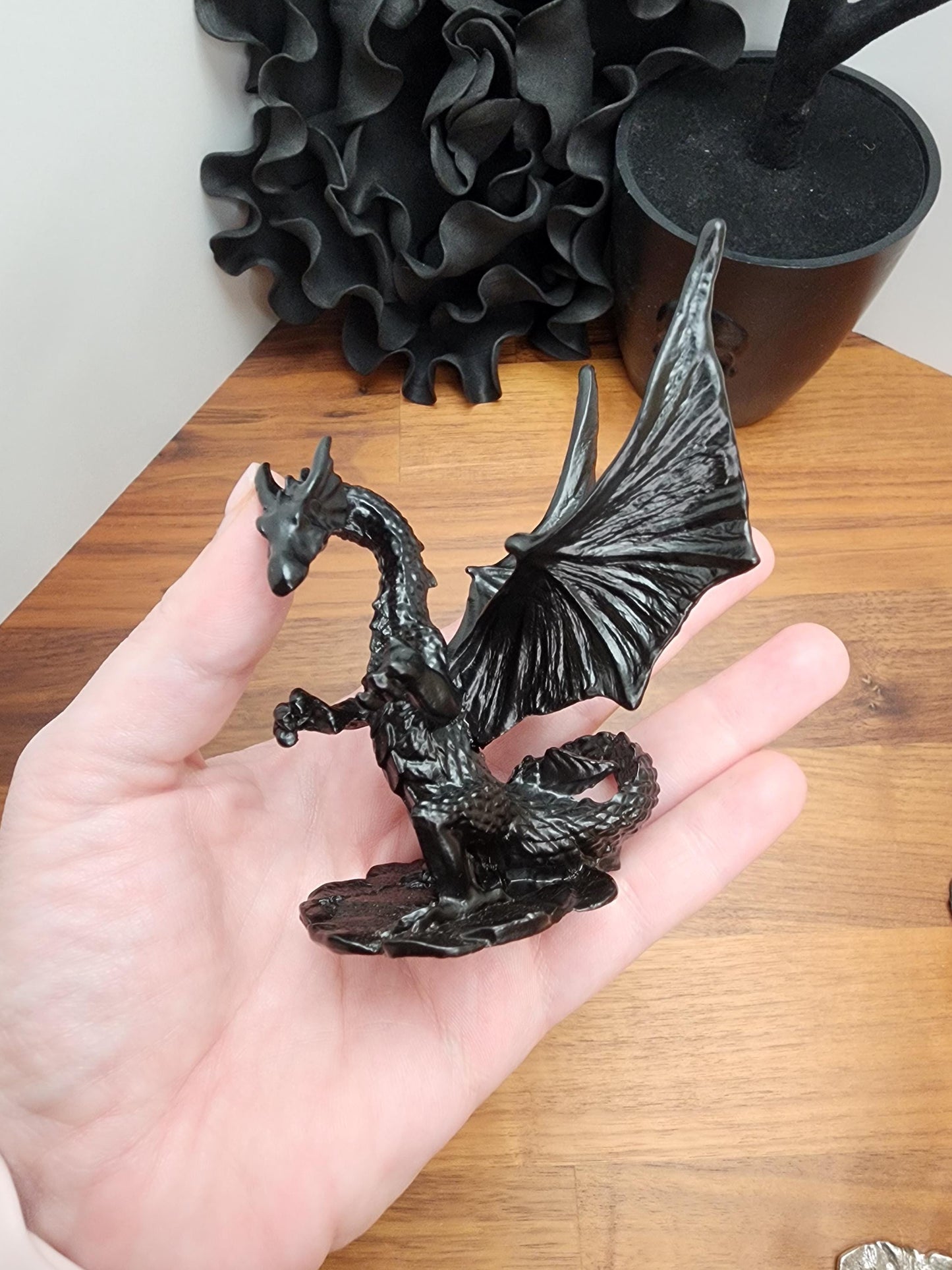 Dragon Sphere Stand | Metal Crystal Ball Holder | Fantasy book lover decor | Black, Silver, or Brushed Silver | Imperfect small wobble