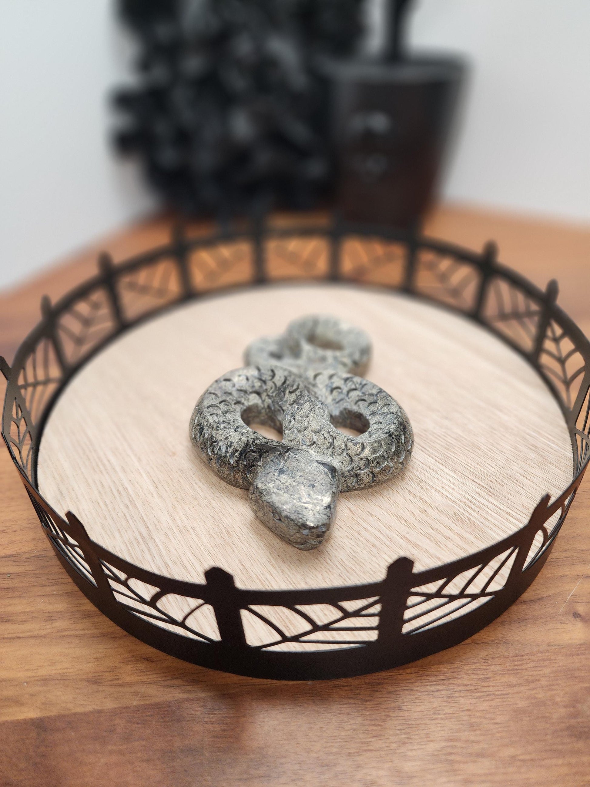 Crystal Pyrite Snake | 4.5" Serpent Carving | Fools Gold Basilisk Figurine for Spooky Season or Halloween | Python Altar Decoration