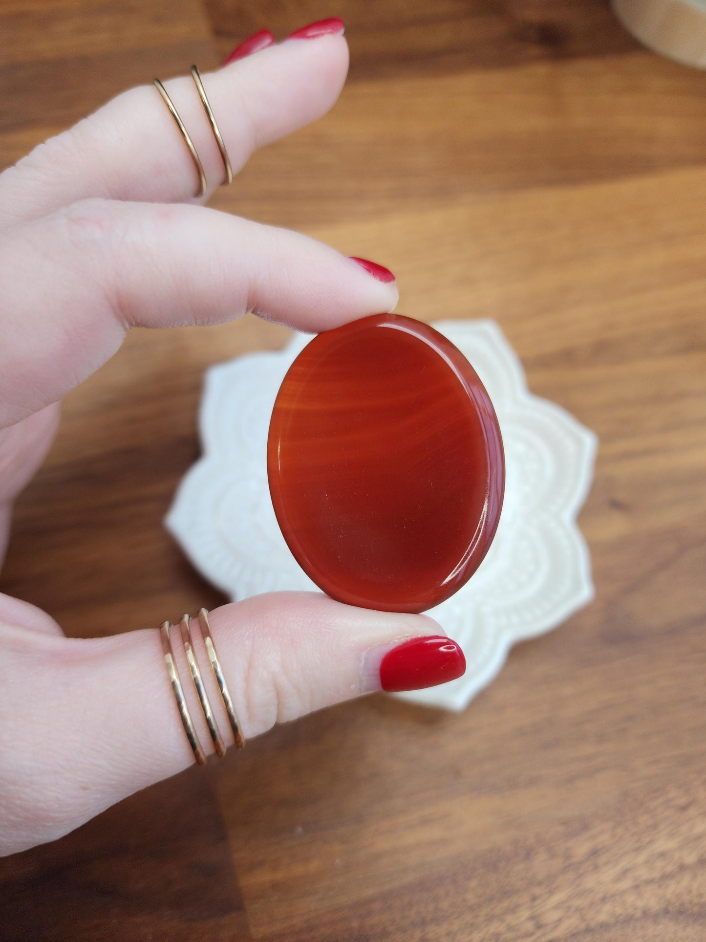 Carnelian Worry Stone: Scarlet Fidget Crystal for Anxiety, ADHD