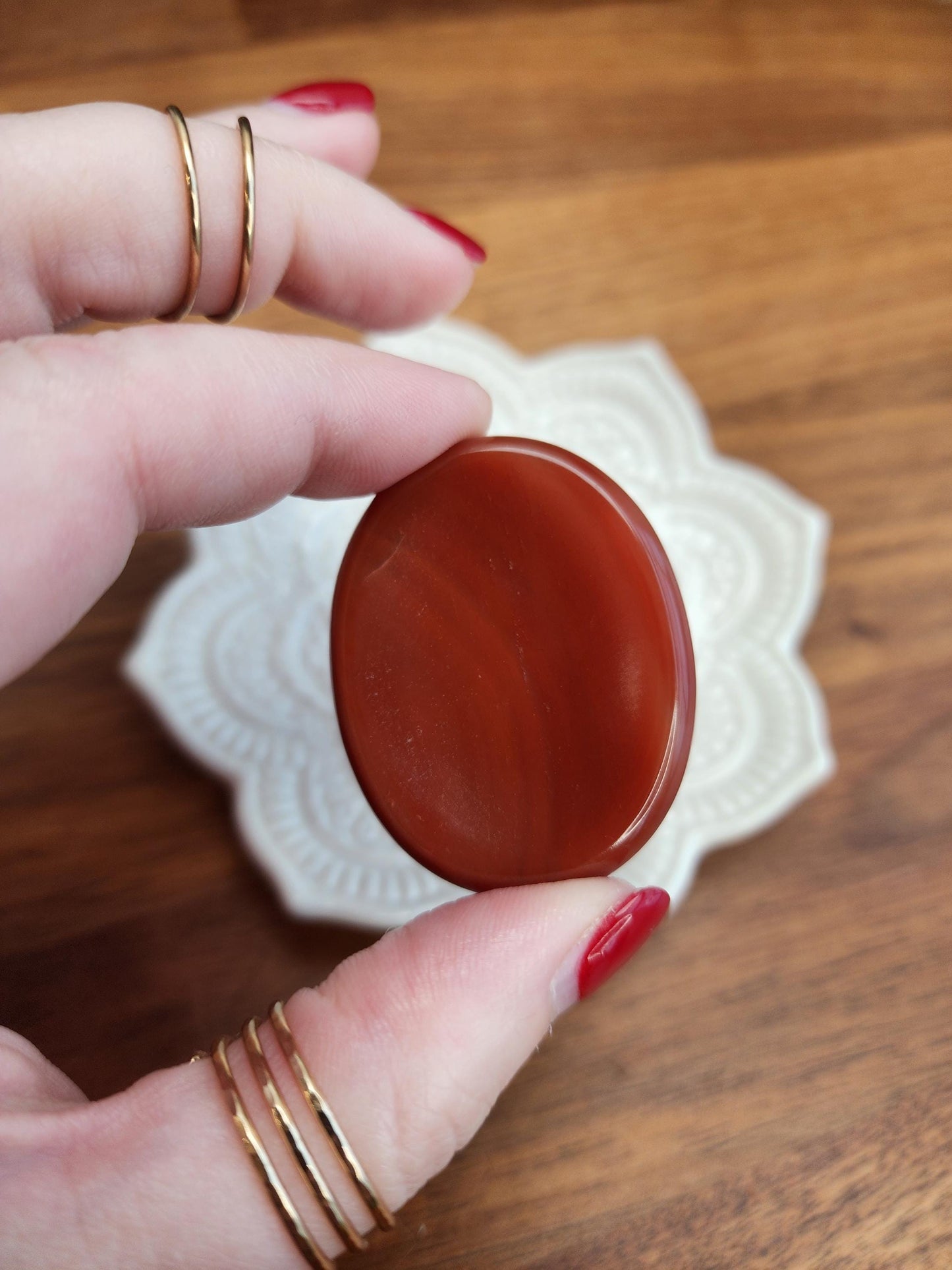 Carnelian Worry Stone: Scarlet Fidget Crystal for Anxiety, ADHD