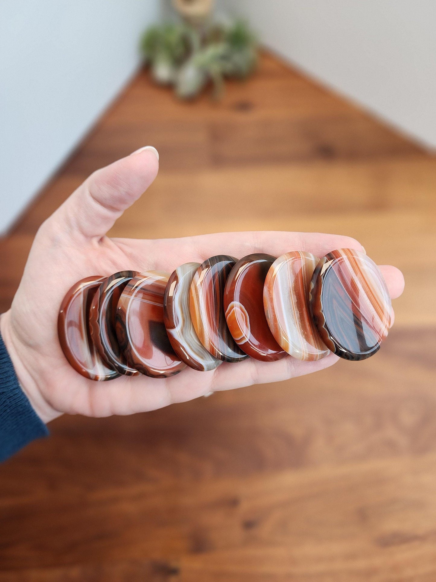 Sardonyx Worry Stones. Red Banded Carnelian FidgetCrystals