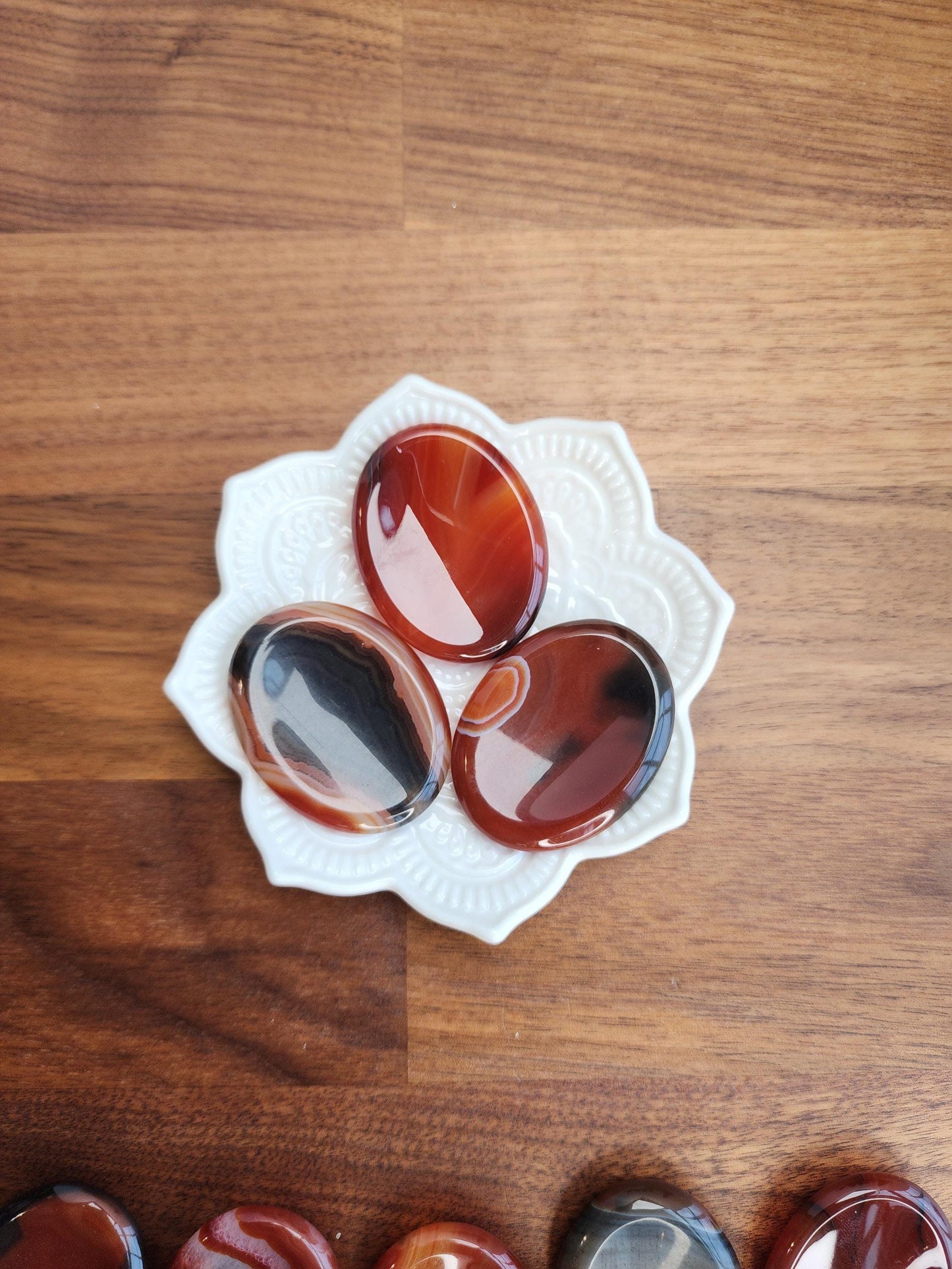 Banded Sardonyx Worry Stone: Red Agate Fidget Crystal (1.77")