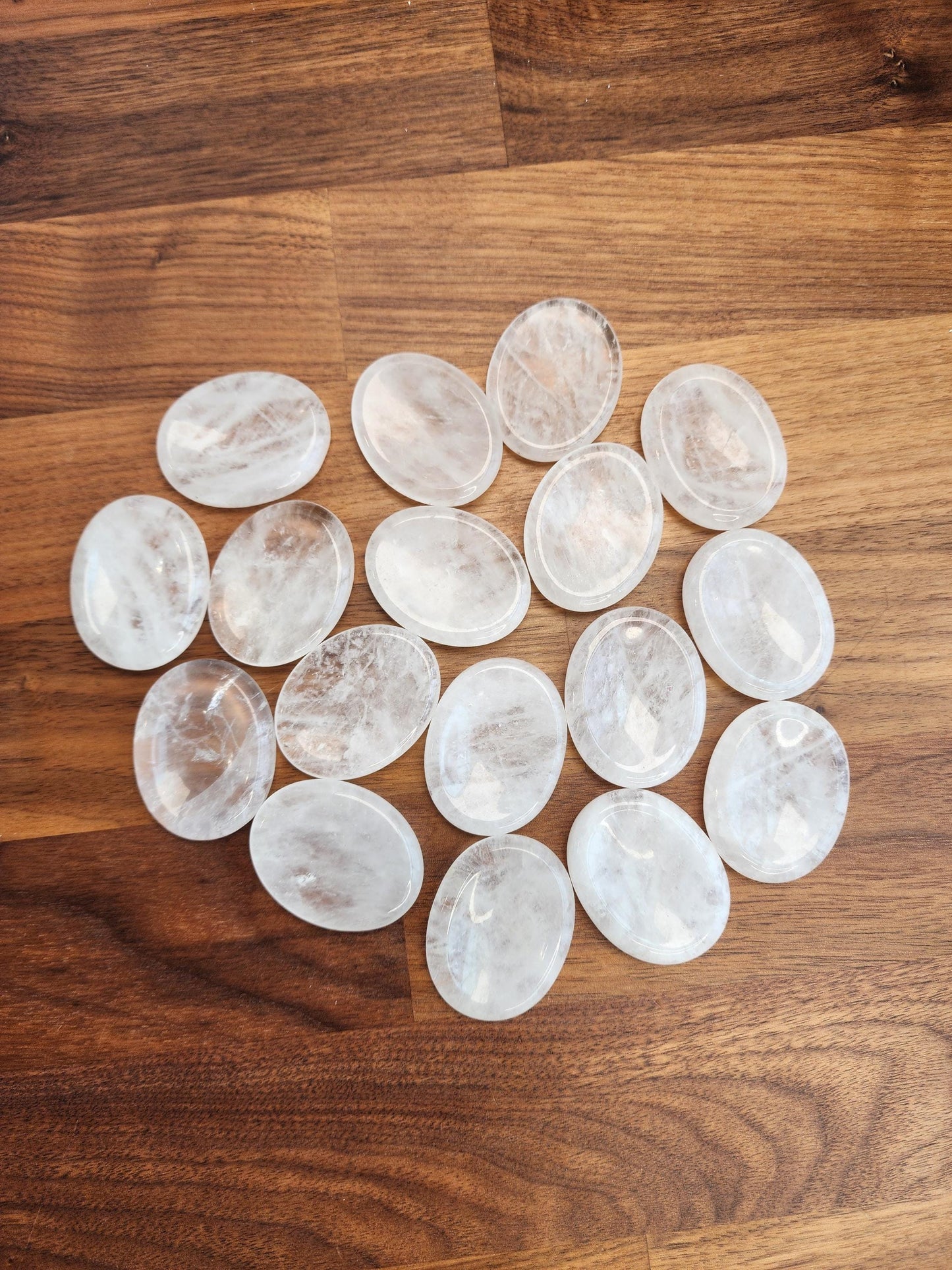 Clear Quartz Crystal Worry Stone | 1.77" | Gorgeous clear and winter white like snowflakes inside | Some with rainbows | Intuitively Chosen